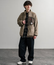 KRIFF MAYER クリフメイヤー 2WAY リバーシブルひっくりスタンドネックボアジャケット/ロゴ刺繍入りボアブルゾン 2514404 14796
