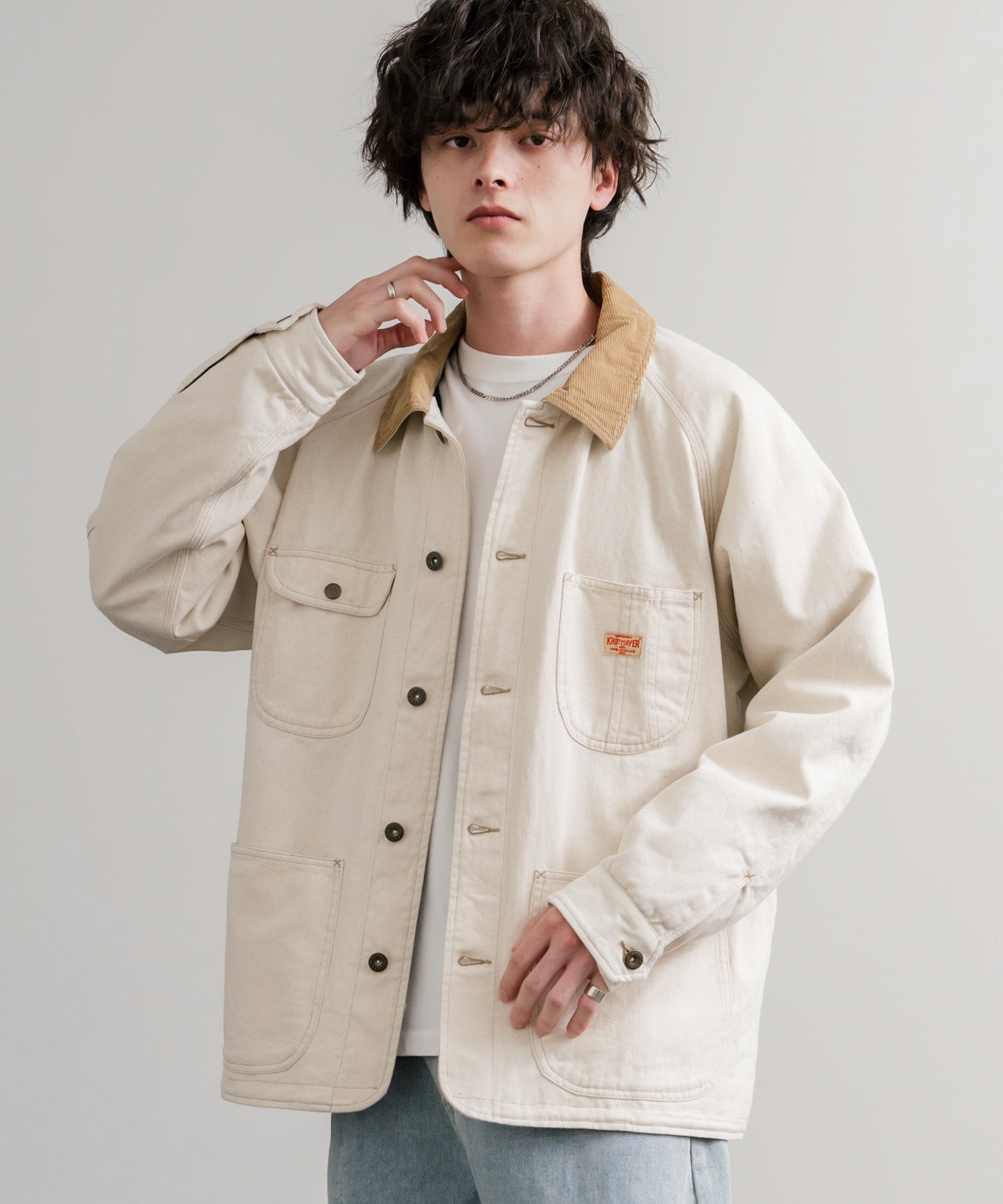 KRIFF MAYER クリフメイヤー オーバーサイズ襟コーデュロイ裏フリース