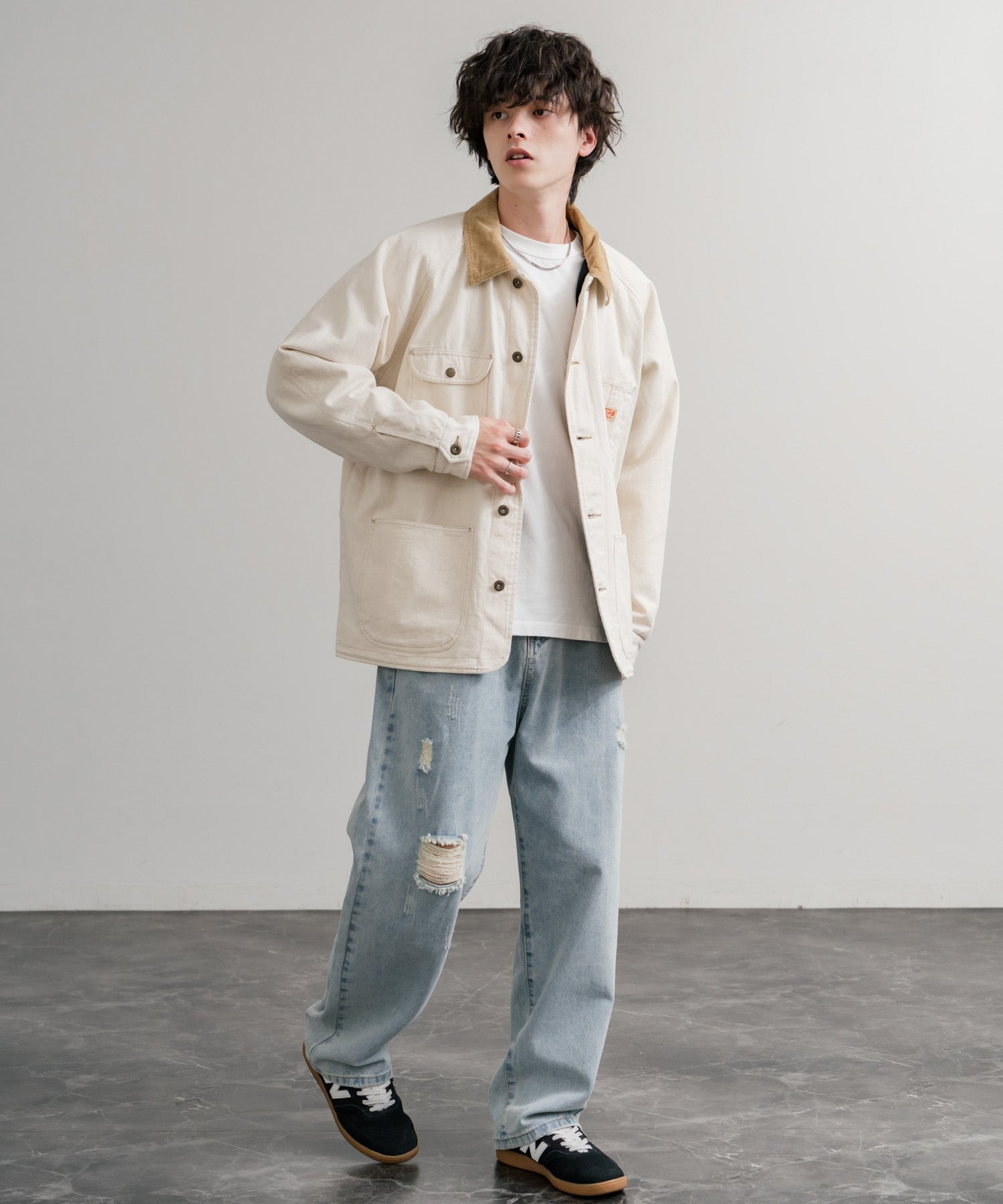 KRIFF MAYER クリフメイヤー オーバーサイズ襟コーデュロイ裏フリース