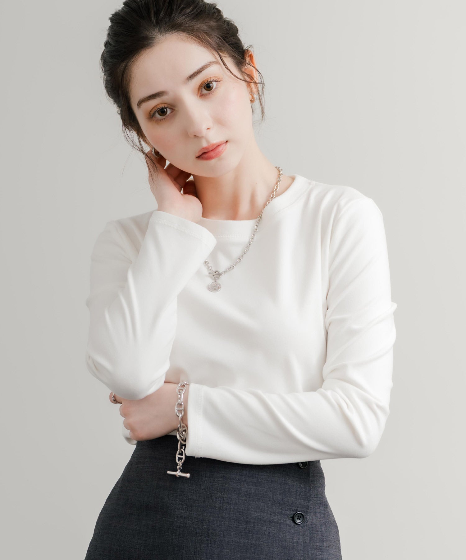レギュラースリーブ クルーネックロングTシャツ 14801