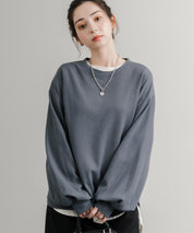 オーバーサイズバルーンスリーブワッフルロングTシャツ 14803