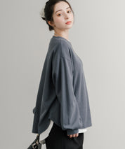 オーバーサイズバルーンスリーブワッフルロングTシャツ 14803