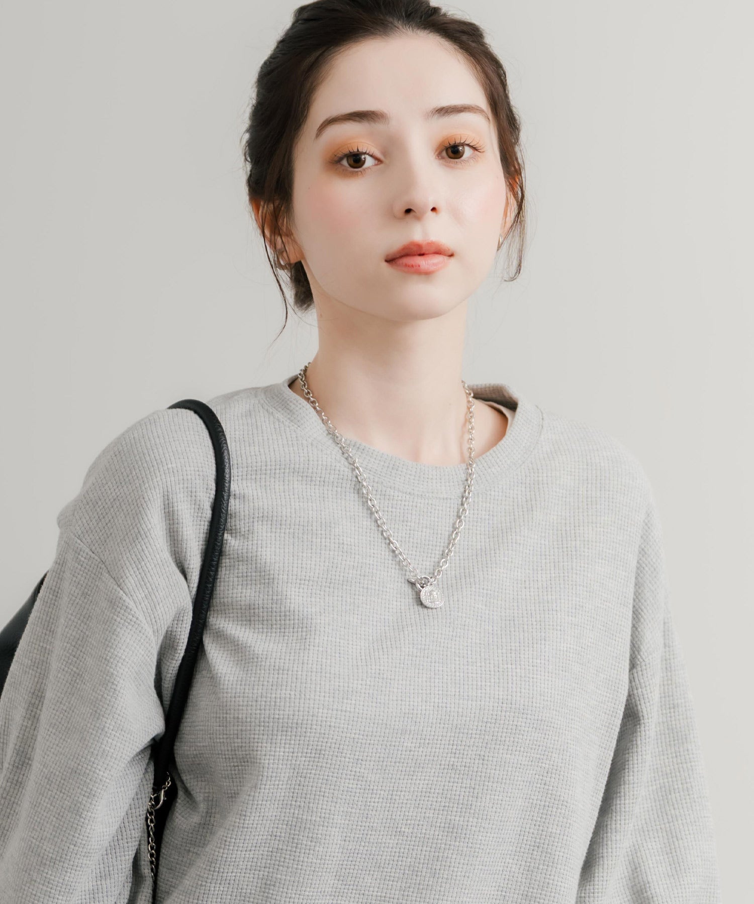 オーバーサイズバルーンスリーブワッフルロングTシャツ 14803