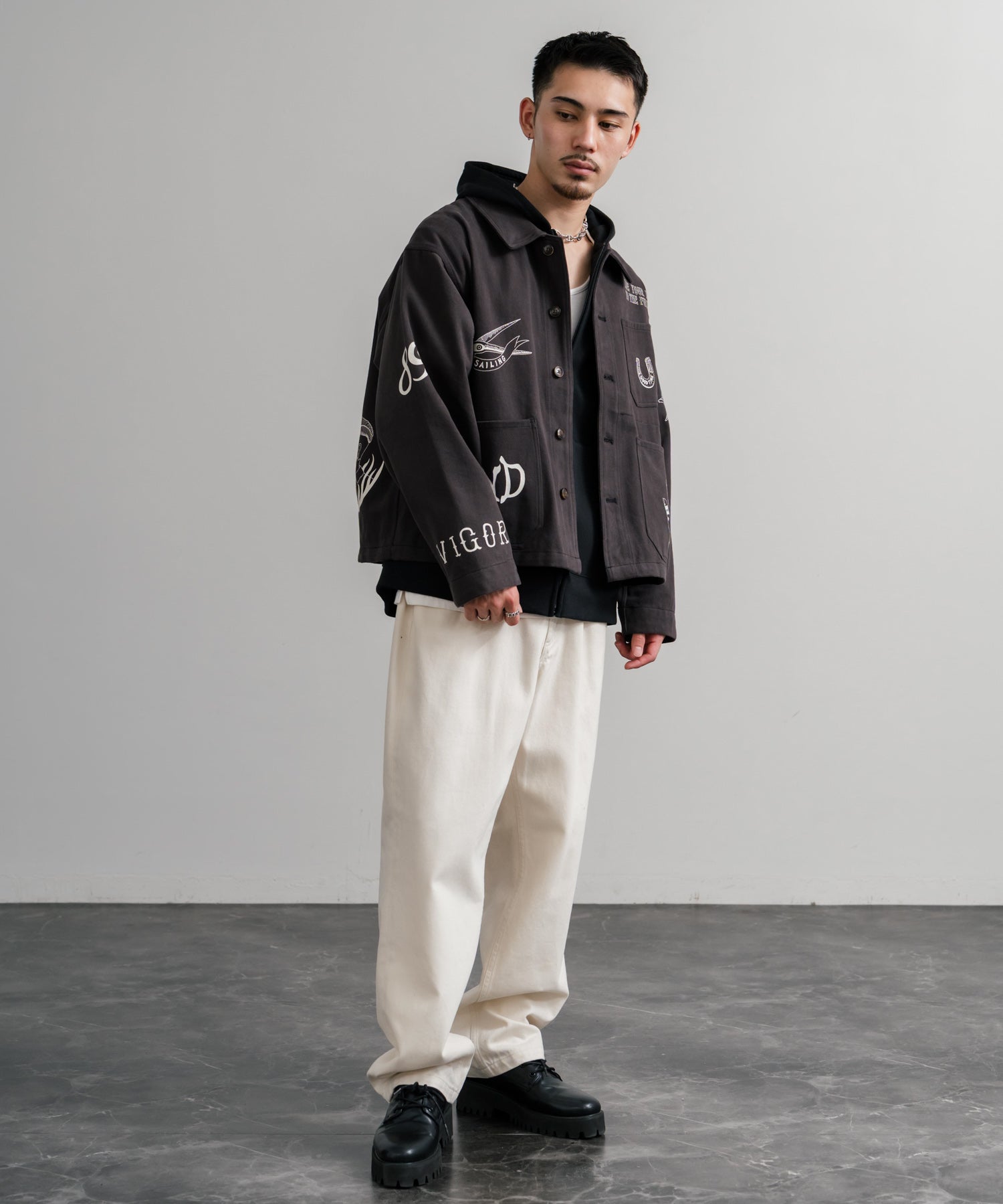 KRIFF MAYER クリフメイヤー メモリアルグラフィックプリントレタリングショート丈カバーオール 2515111 14828
