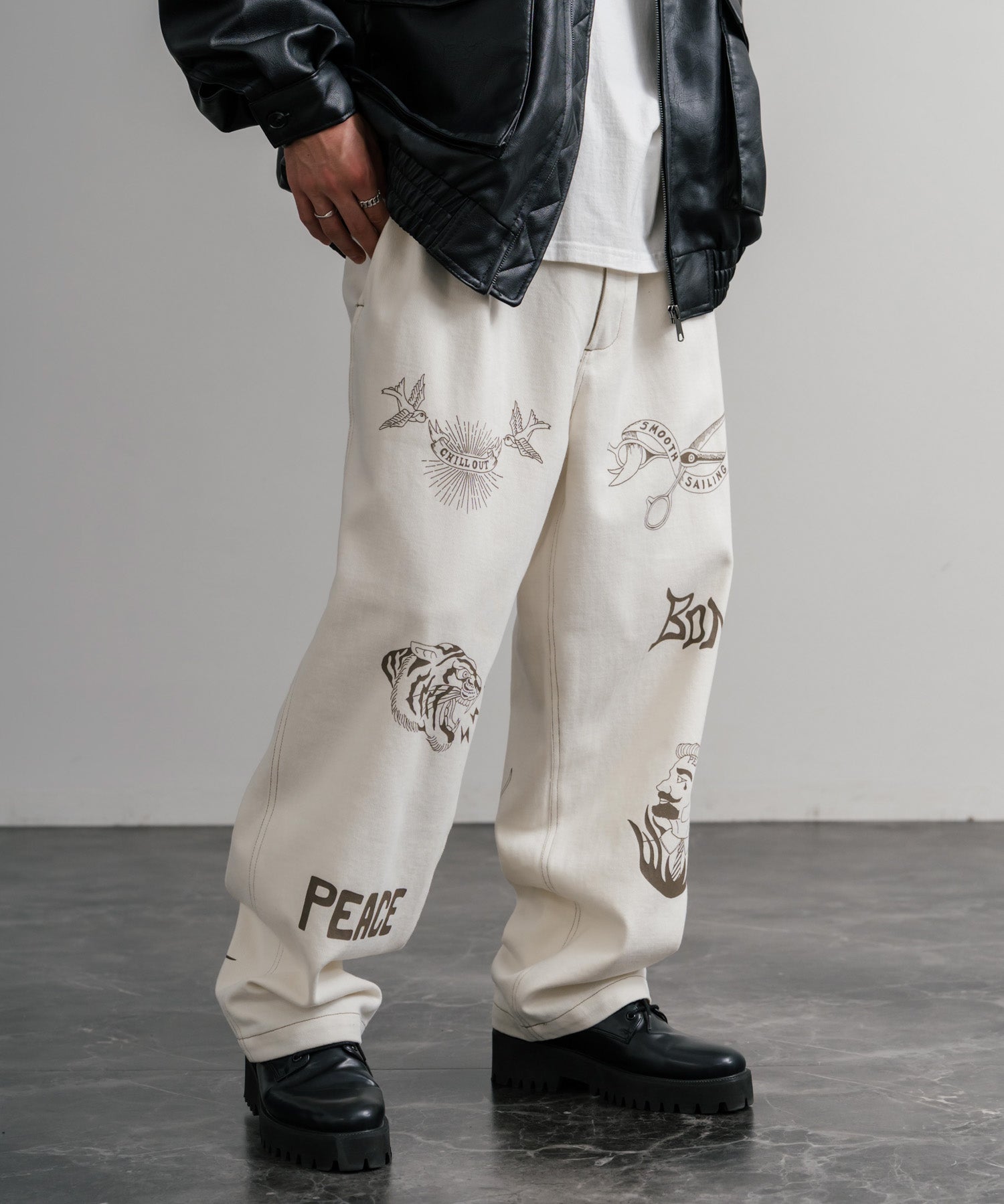 KRIFF MAYER クリフメイヤー メモリアルグラフィックプリントレタリング2タックワークパンツ 2515112 14829