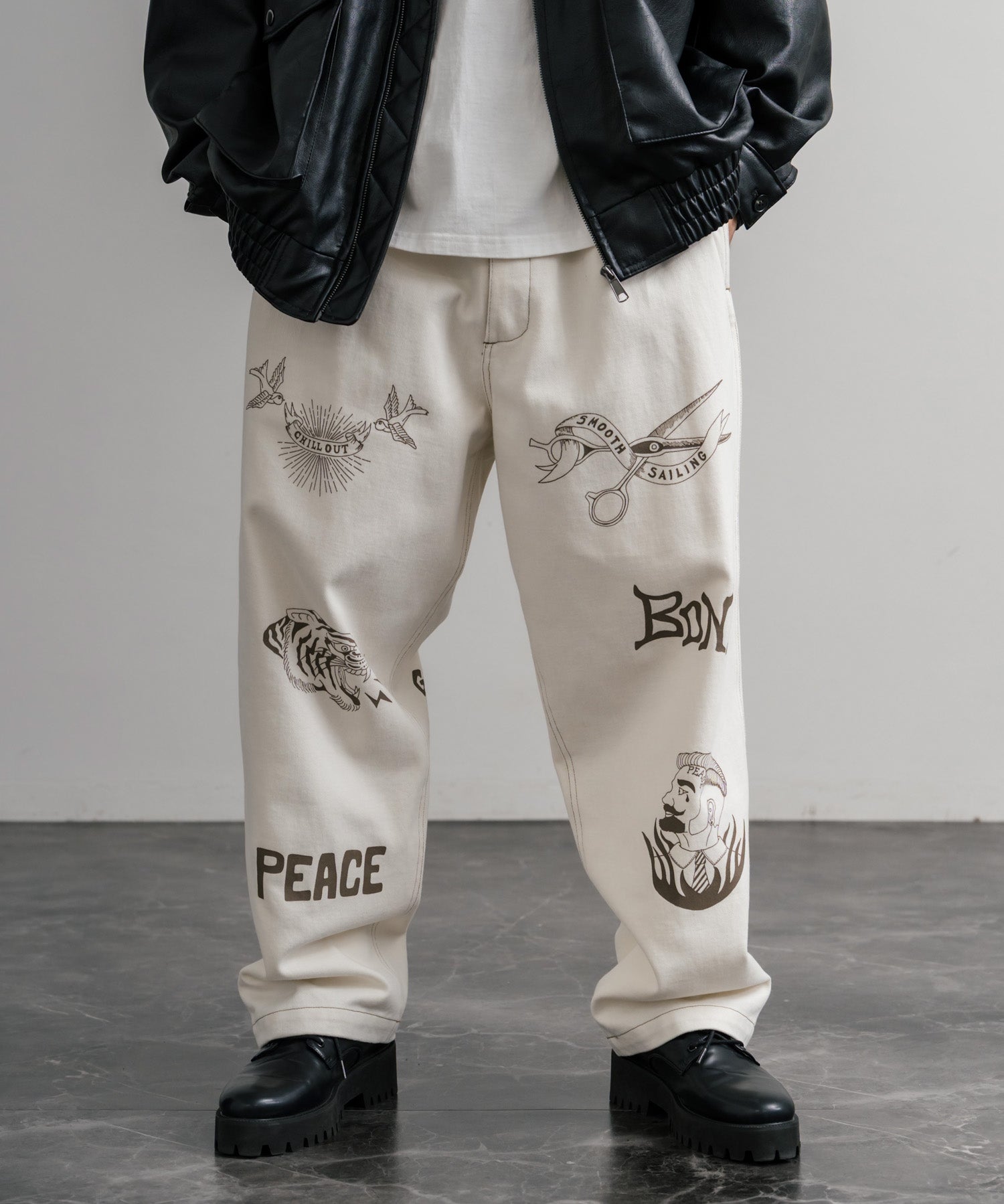 KRIFF MAYER クリフメイヤー メモリアルグラフィックプリントレタリング2タックワークパンツ 2515112 14829