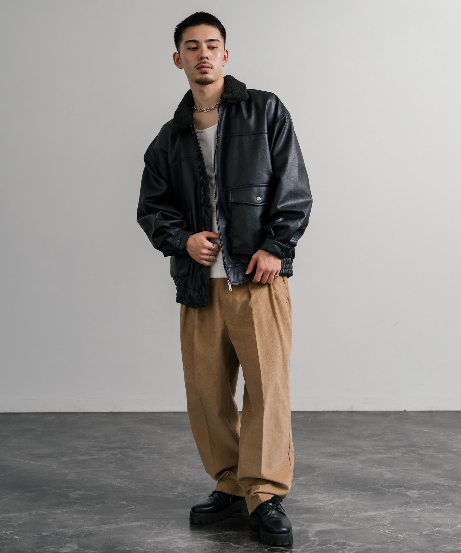 Upscape Audience アップスケープオーディエンス 日本製 国産14WALEコーデュロイマンチェスター2タックイージーワイドパンツ AUD3643 14833