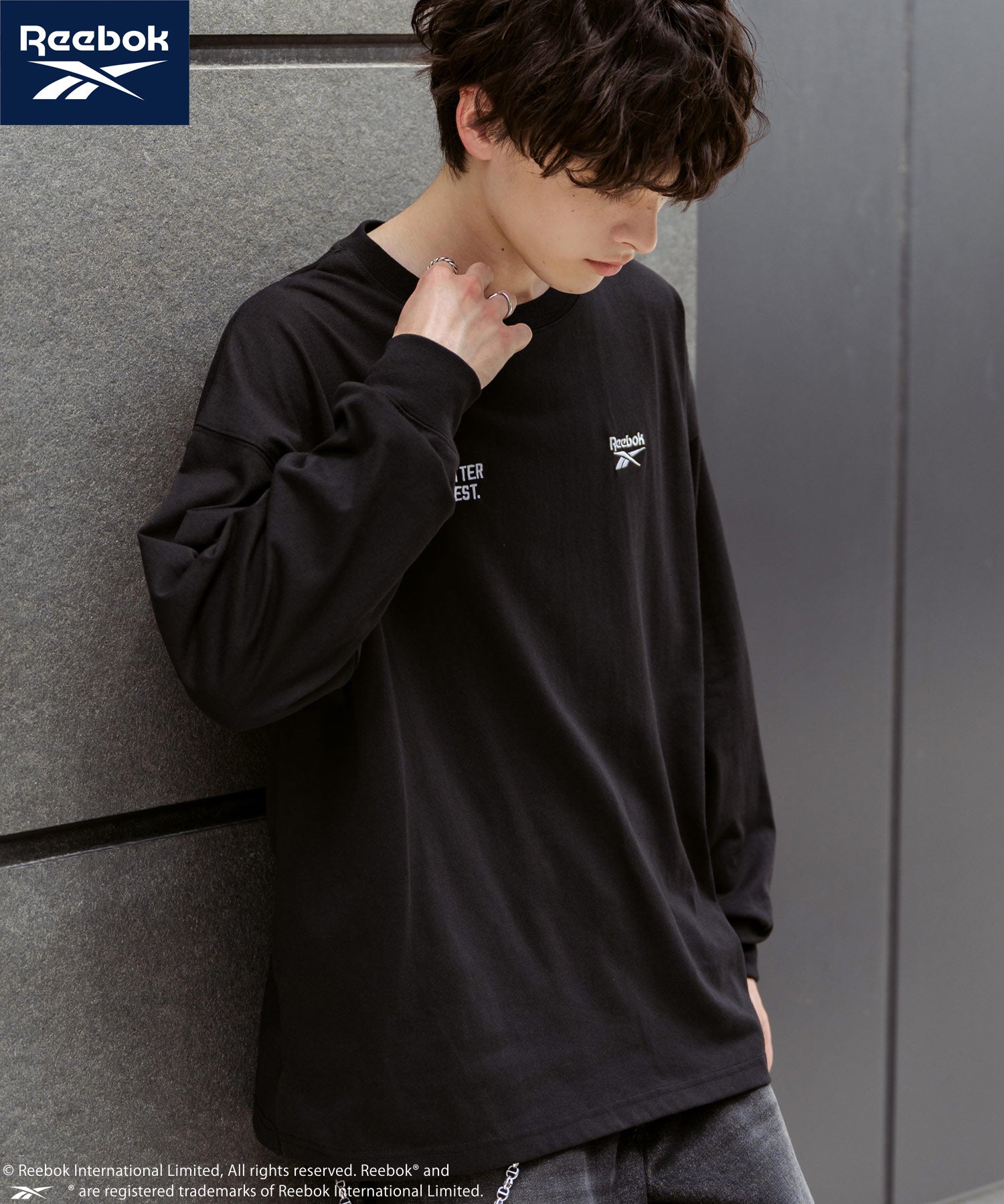 Reebok リーボック オーバーサイズ両胸ロゴ刺繍ロングスリーブTシャツ	14835