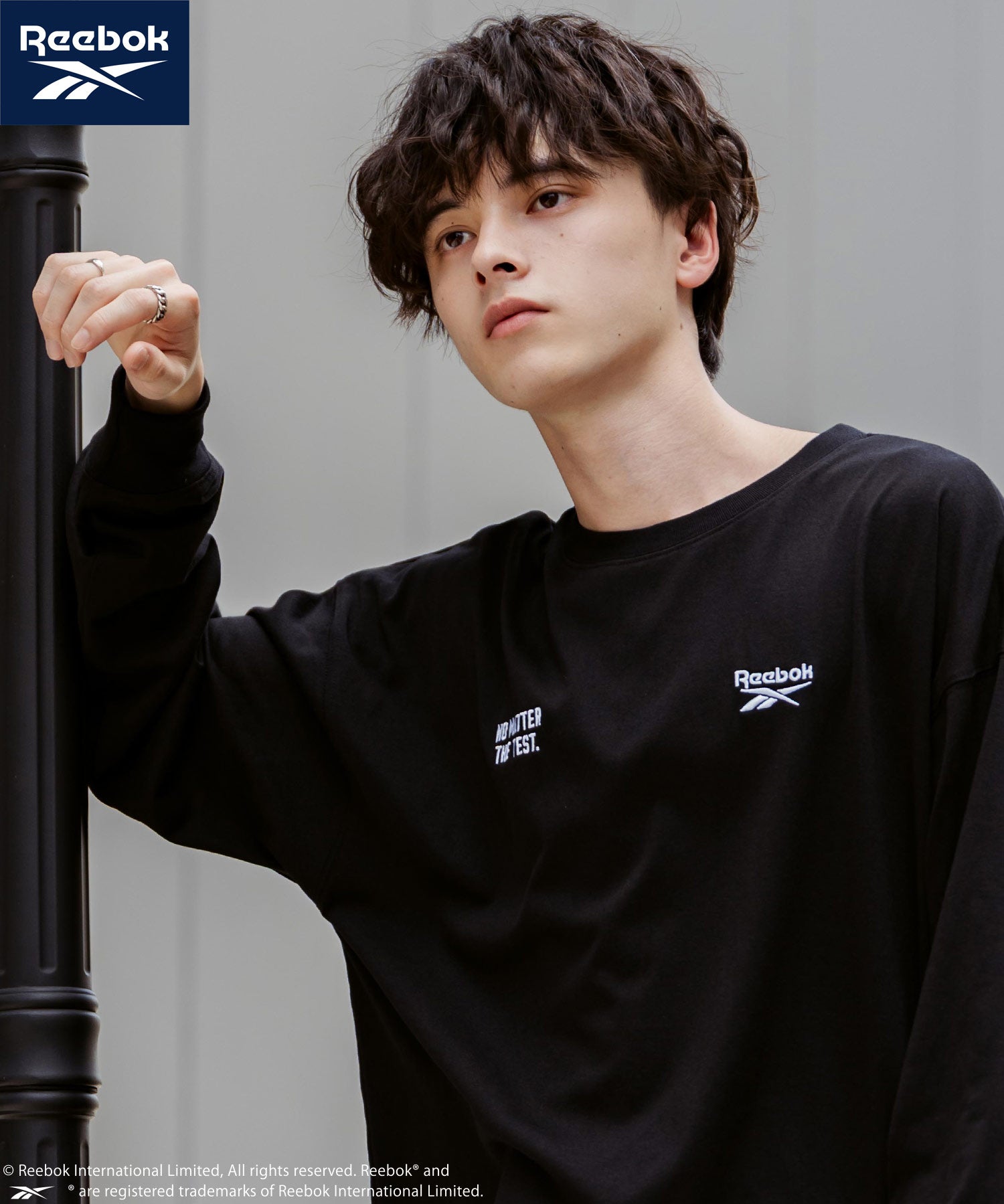 Reebok リーボック オーバーサイズ両胸ロゴ刺繍ロングスリーブTシャツ	14835