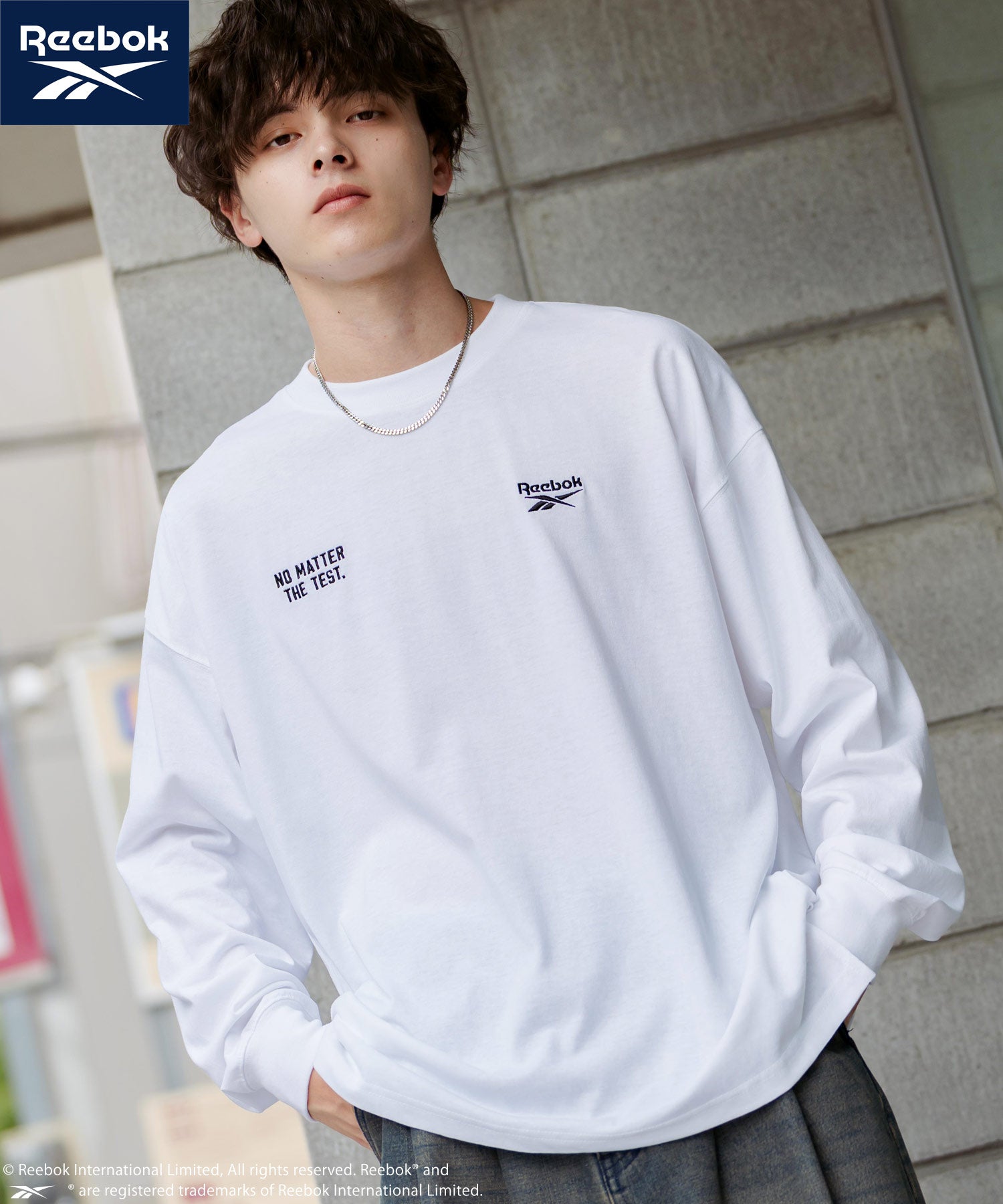 Reebok リーボック オーバーサイズ両胸ロゴ刺繍ロングスリーブTシャツ	14835