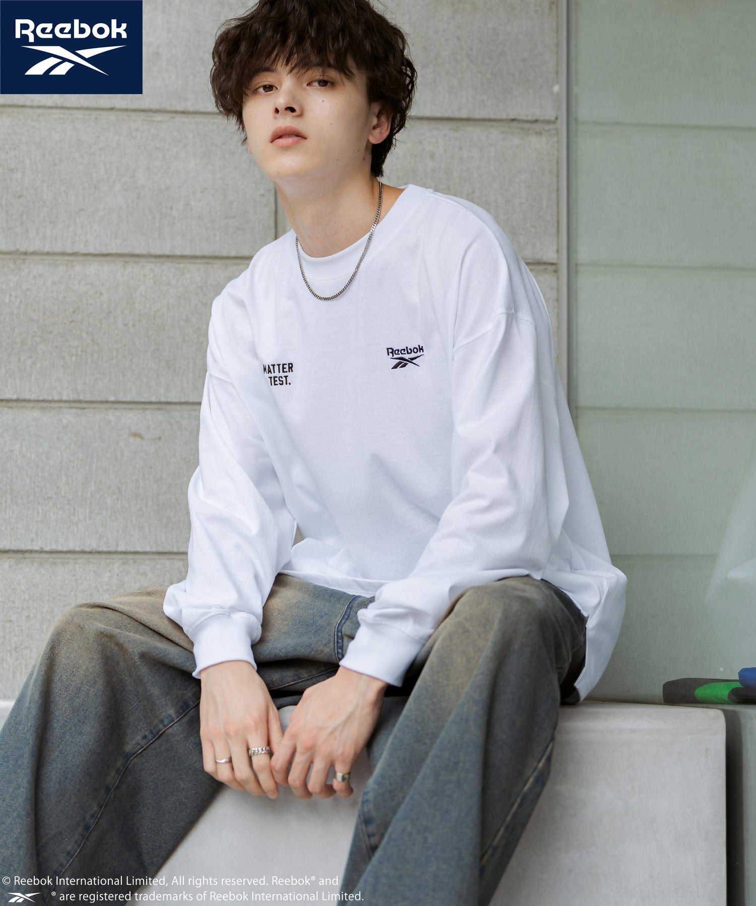 Reebok リーボック オーバーサイズ両胸ロゴ刺繍ロングスリーブTシャツ	14835