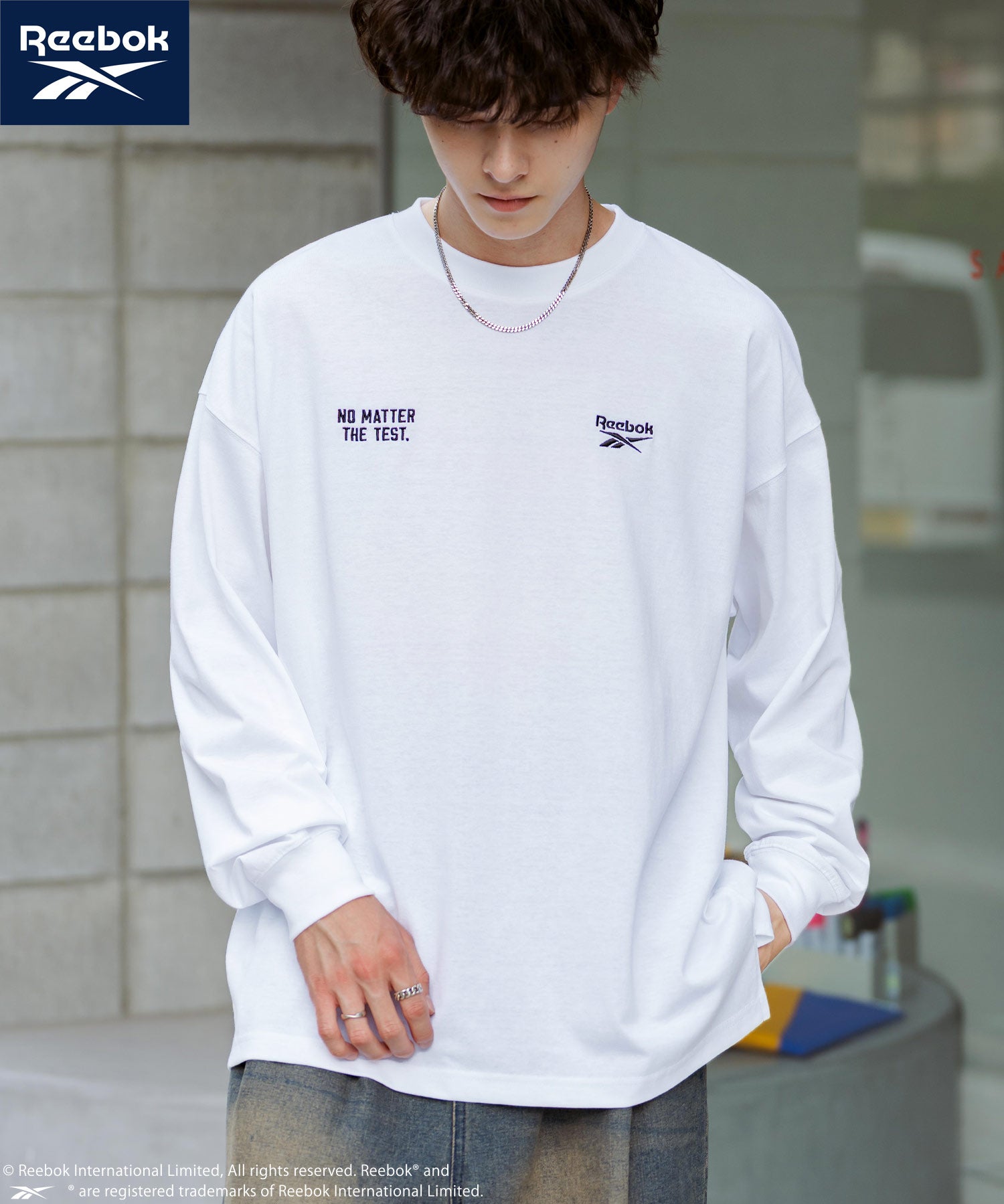 Reebok リーボック オーバーサイズ両胸ロゴ刺繍ロングスリーブTシャツ	14835