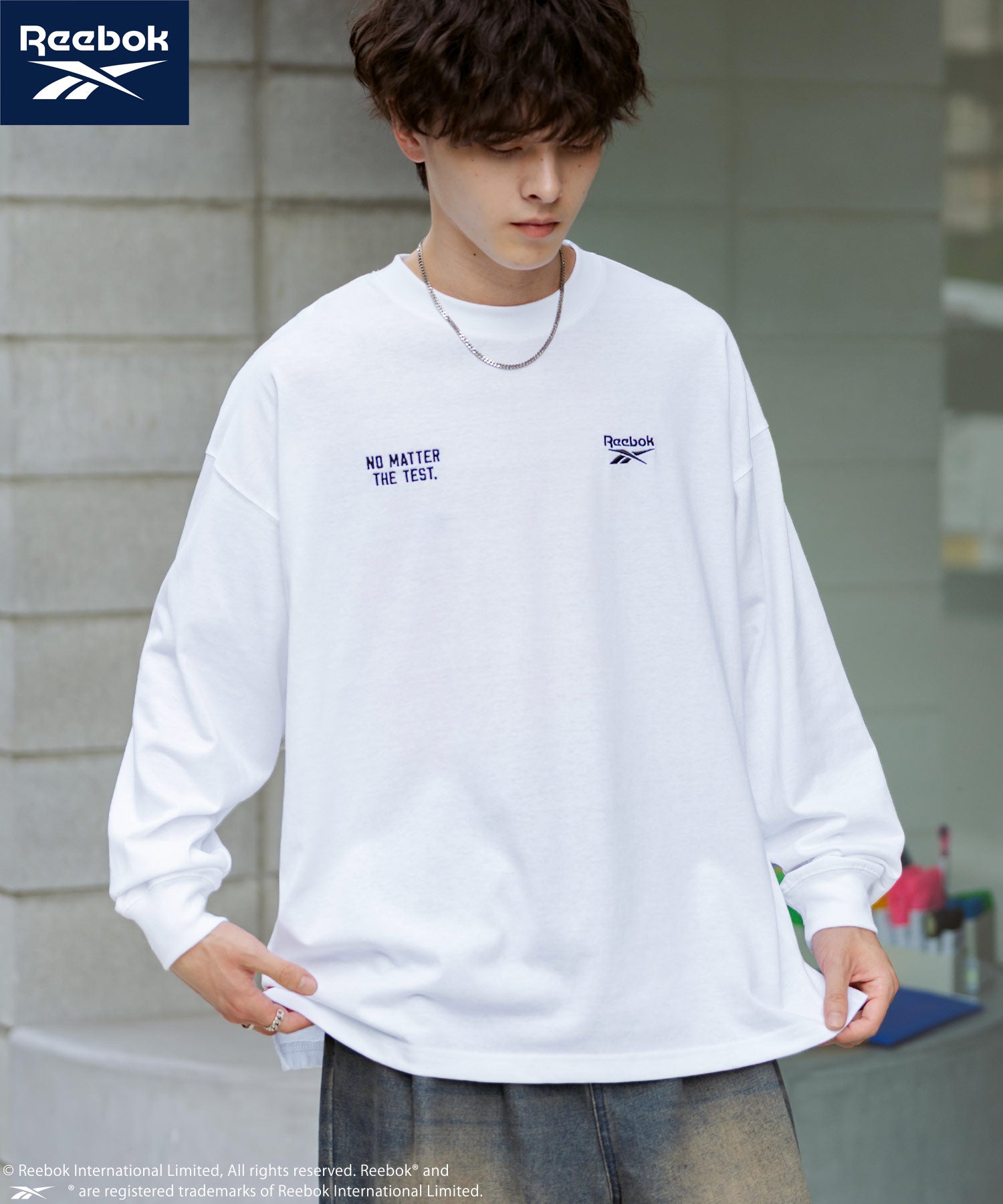 Reebok リーボック オーバーサイズ両胸ロゴ刺繍ロングスリーブTシャツ	14835