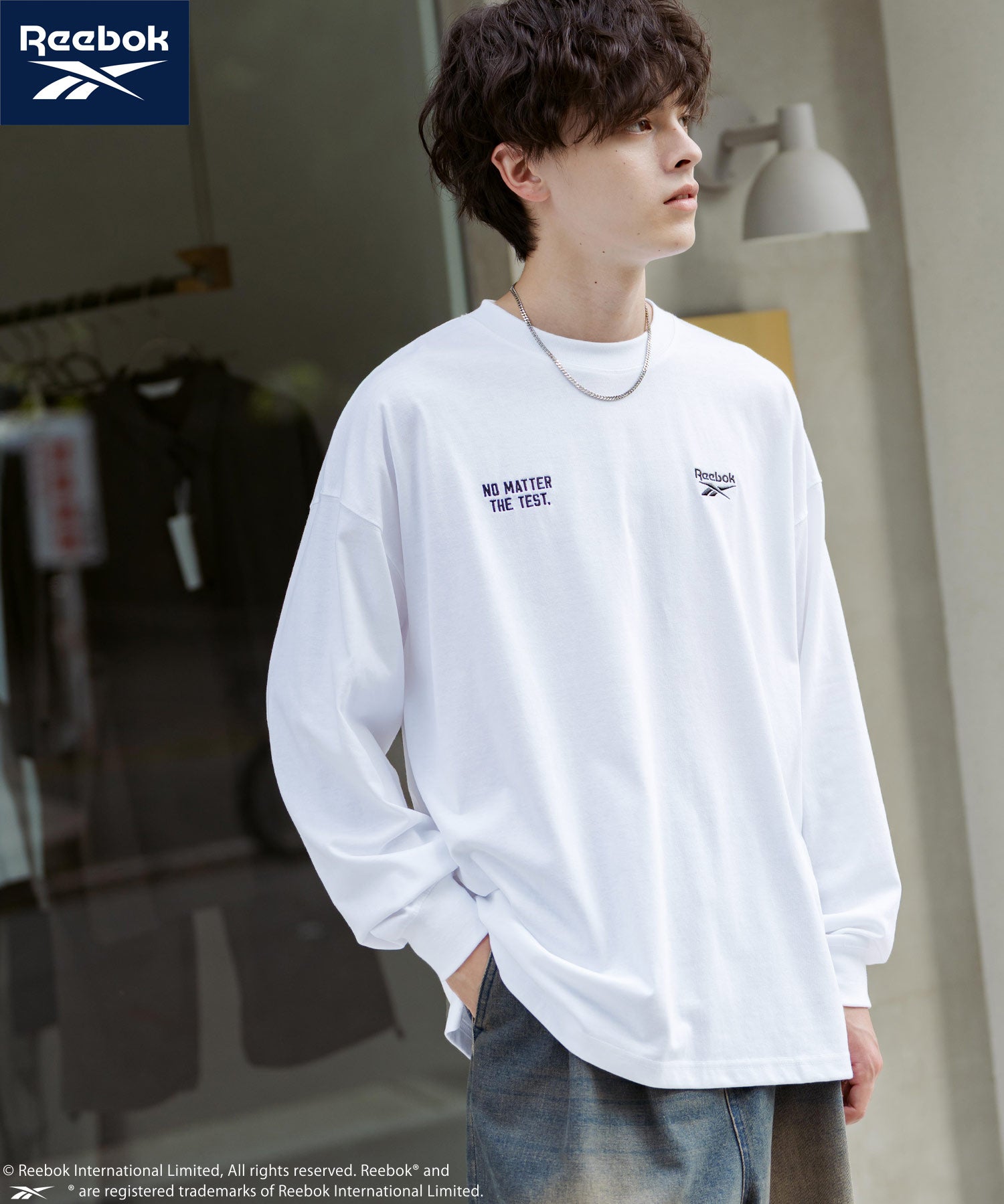 Reebok リーボック オーバーサイズ両胸ロゴ刺繍ロングスリーブTシャツ	14835