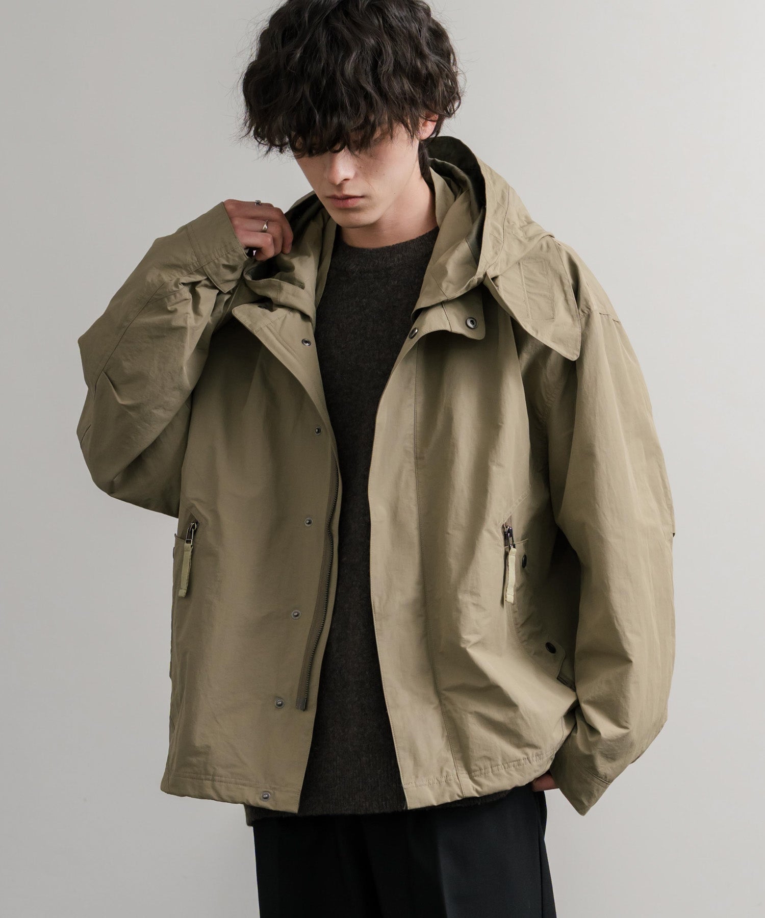 Audience オーディエンス 綿ナイロン高密度ポプリン脱着フード付きM-65ショートモッズコート AUD7351 14838