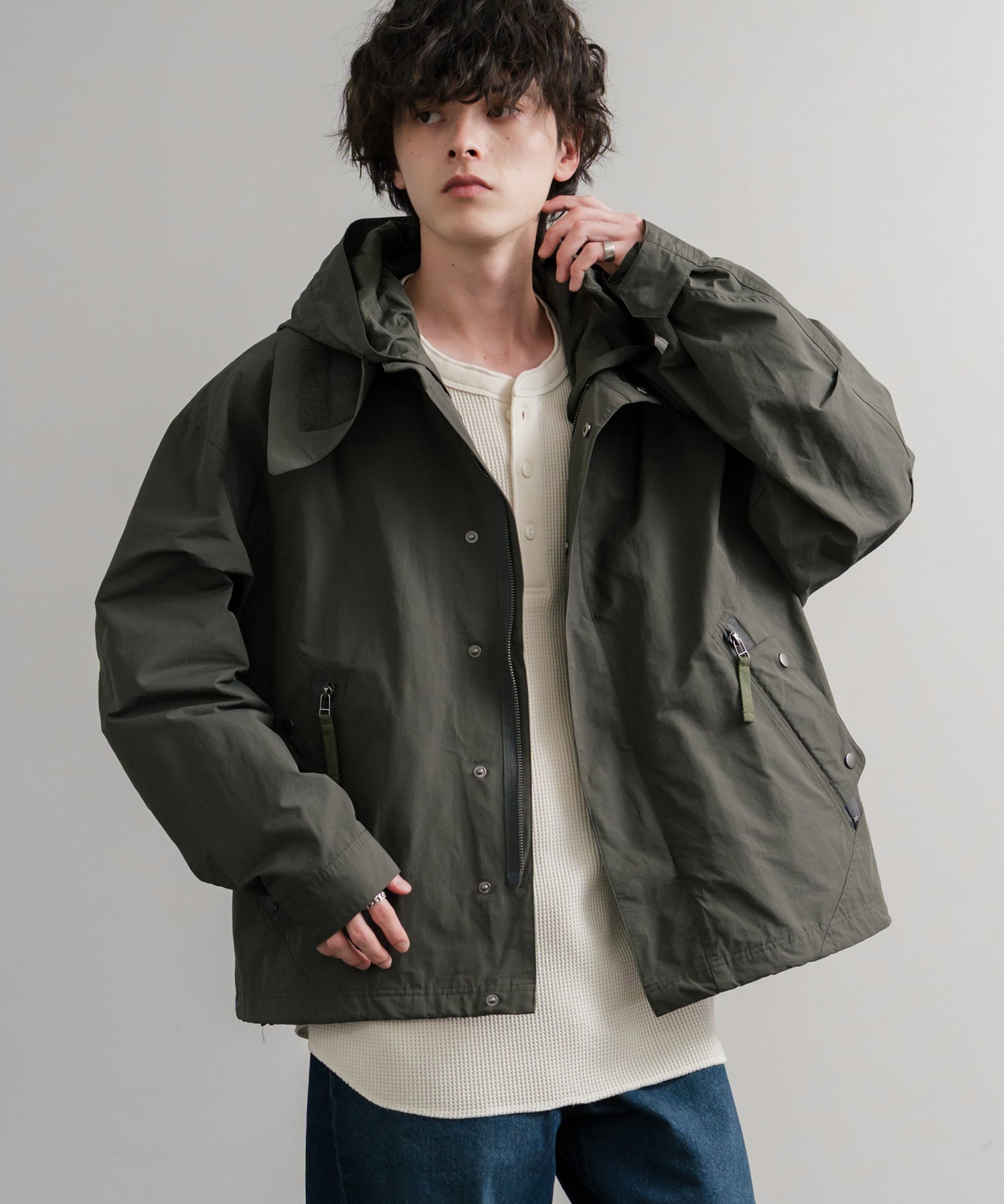 Audience オーディエンス 綿ナイロン高密度ポプリン脱着フード付きM-65ショートモッズコート AUD7351 14838
