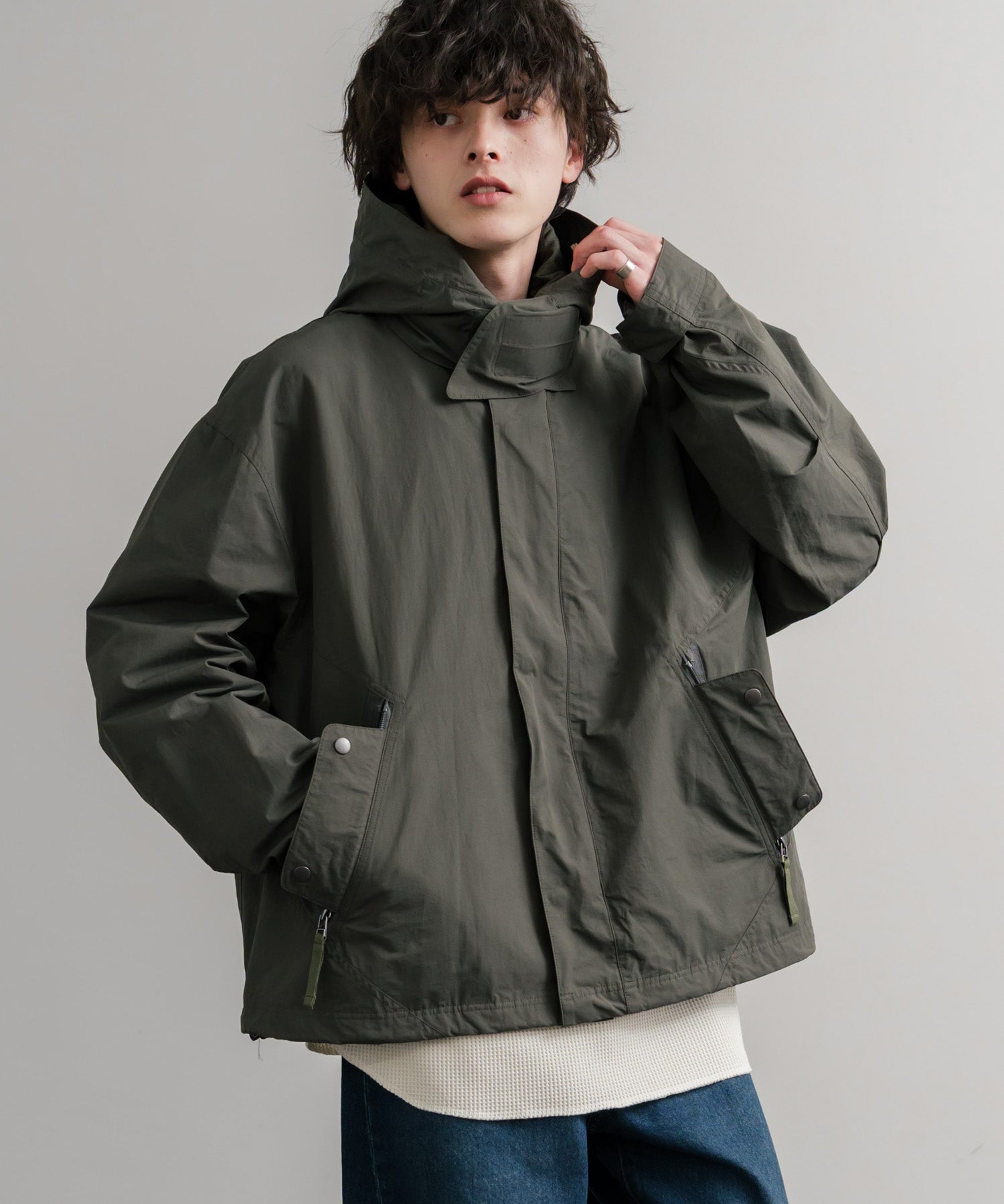 Audience オーディエンス 綿ナイロン高密度ポプリン脱着フード付きM-65ショートモッズコート AUD7351 14838