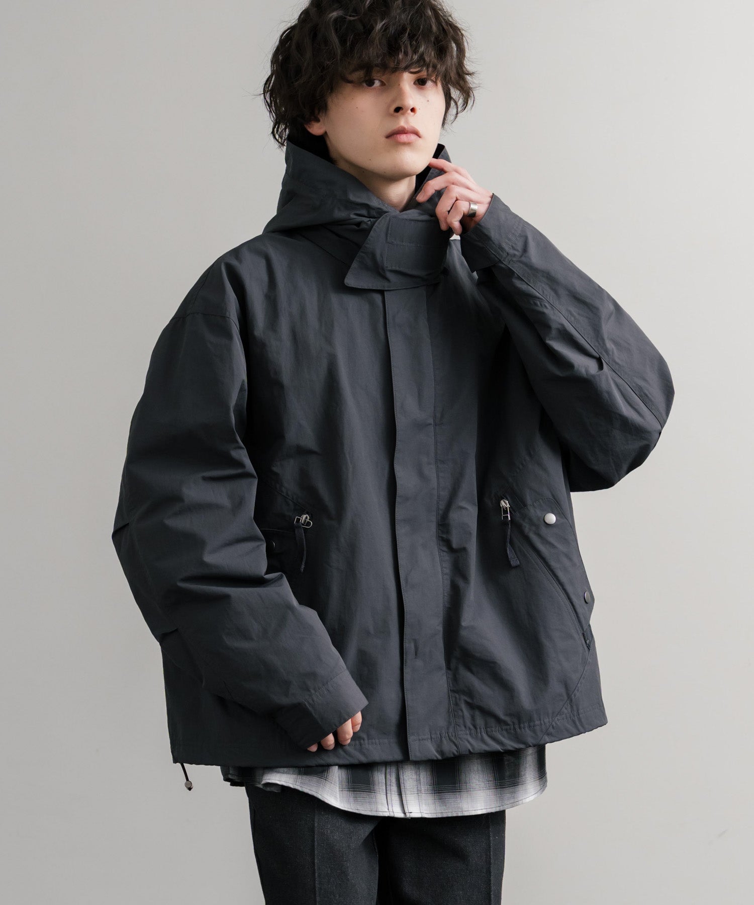 Audience オーディエンス 綿ナイロン高密度ポプリン脱着フード付きM-65ショートモッズコート AUD7351 14838