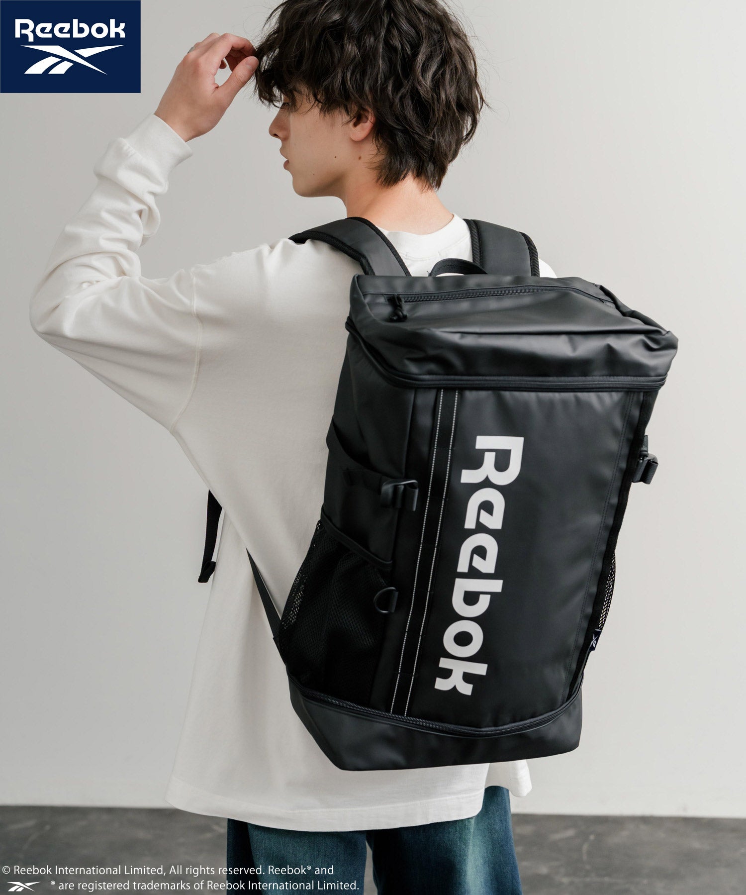 Reebok リーボック ボックスバックパック/ロゴ入りスクエア型A4収納可能大容量リュック 14839