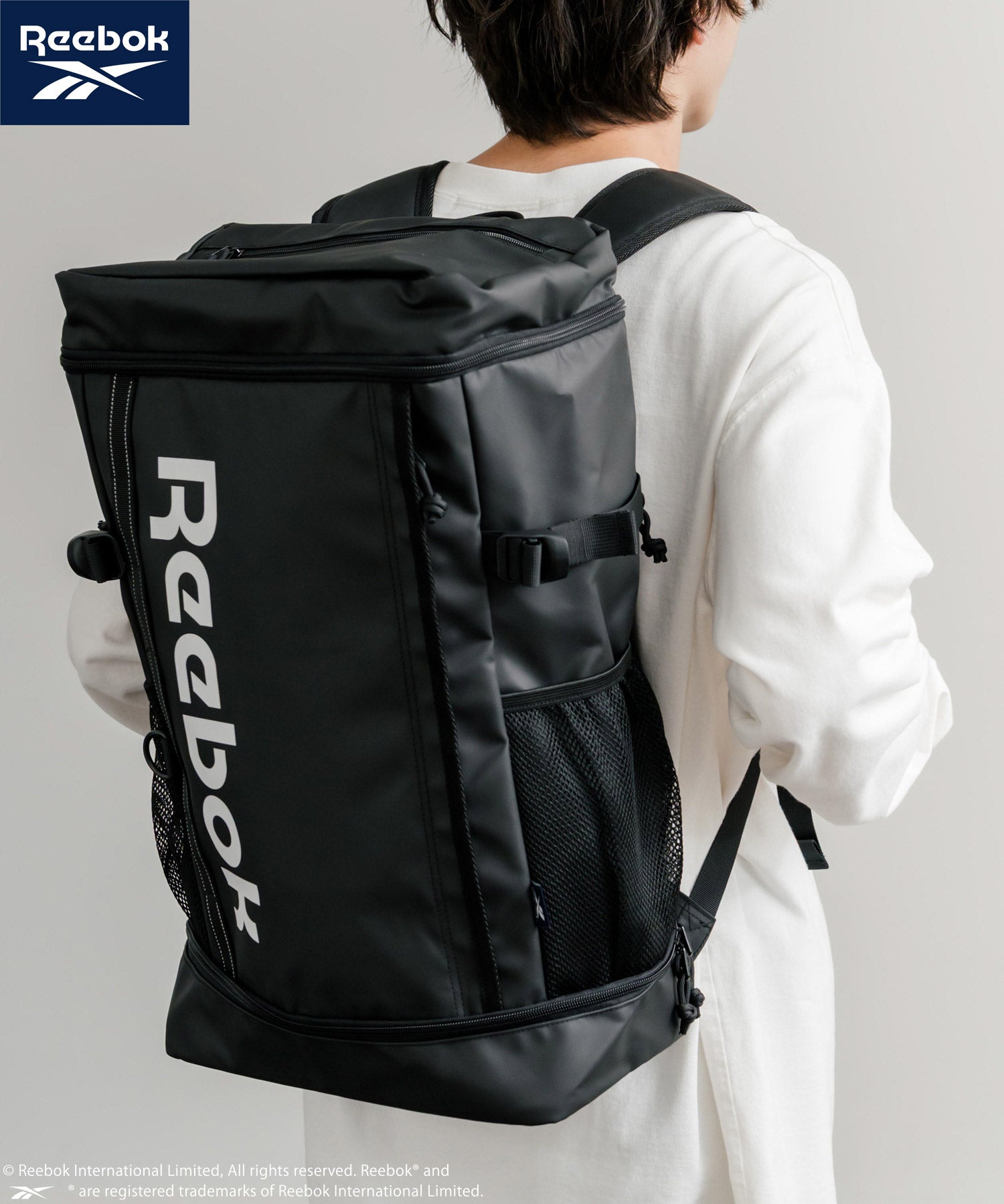 Reebok リーボック ボックスバックパック/ロゴ入りスクエア型A4収納可能大容量リュック 14839