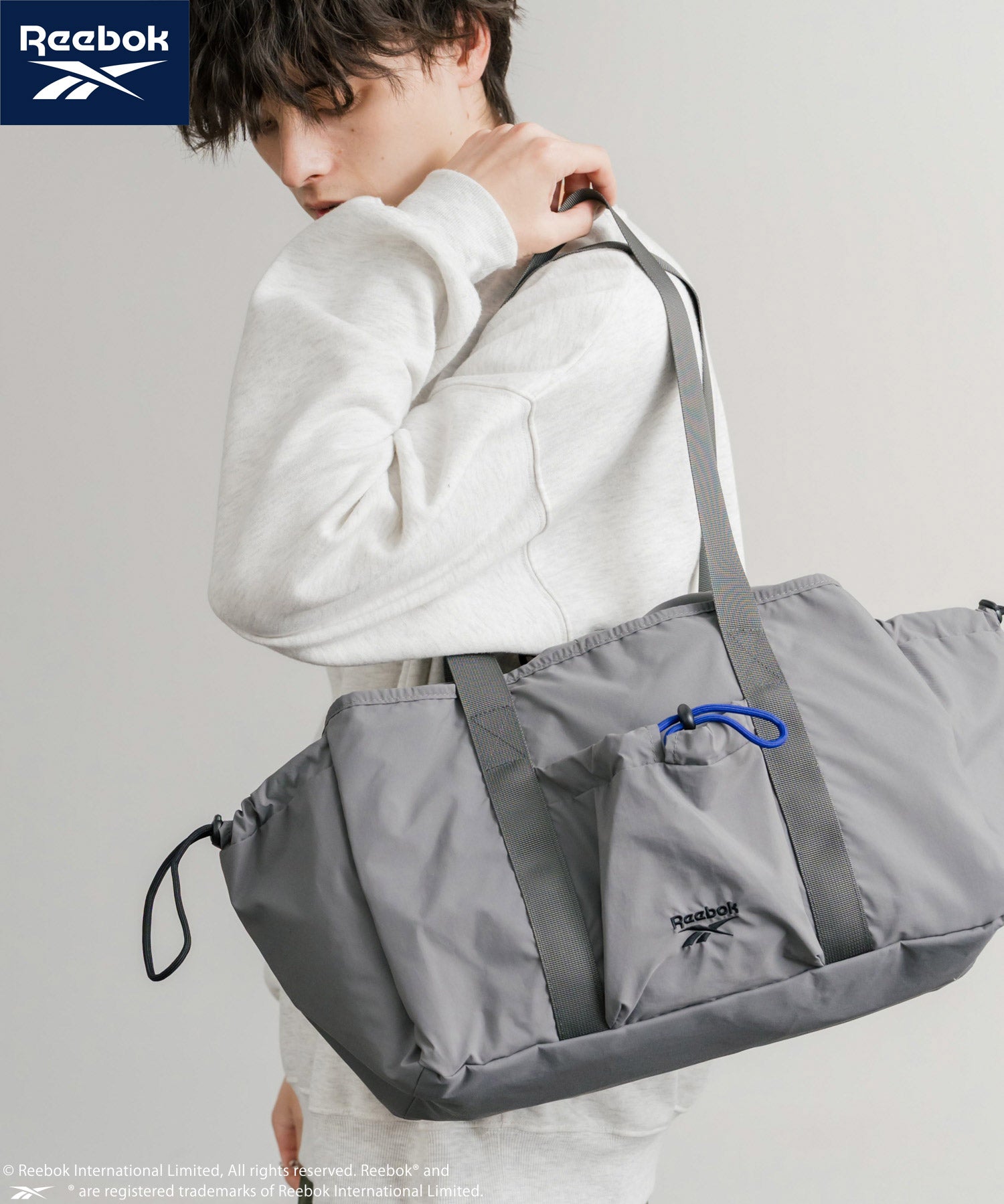 Reebok ドローストリングロゴ刺繍2WAYショルダートートナイロンバッグ 14842