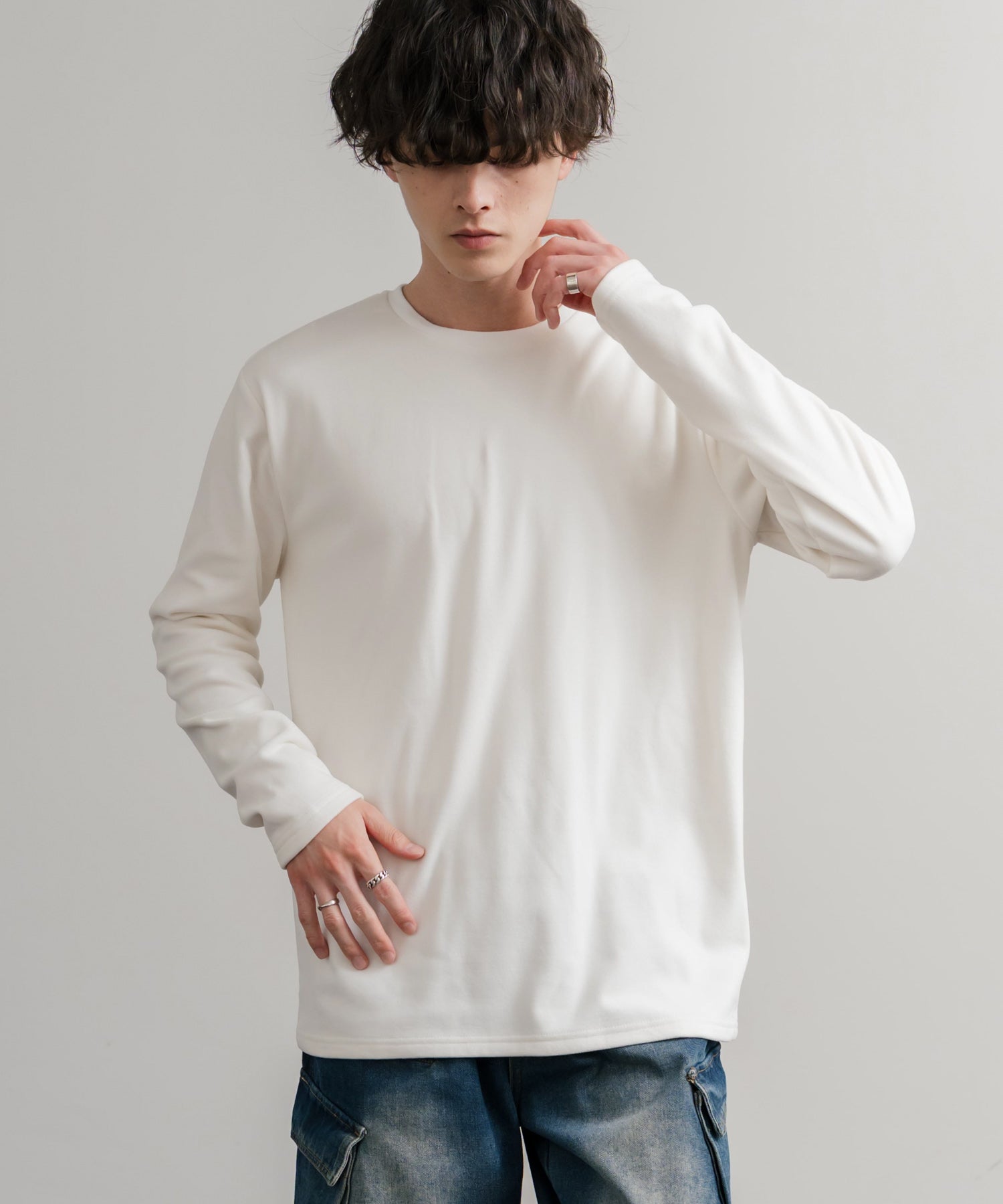 ストレッチフリースクルーネック長袖Tシャツ 14854