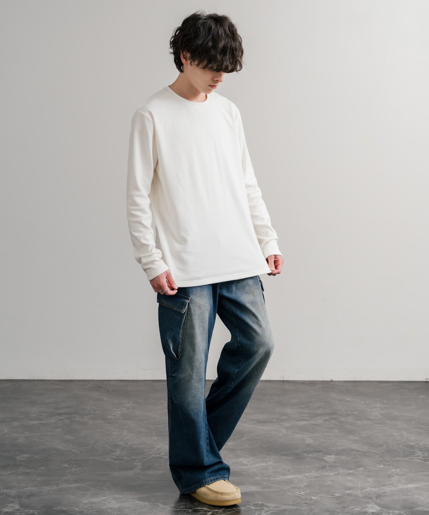 ストレッチフリースクルーネック長袖Tシャツ 14854