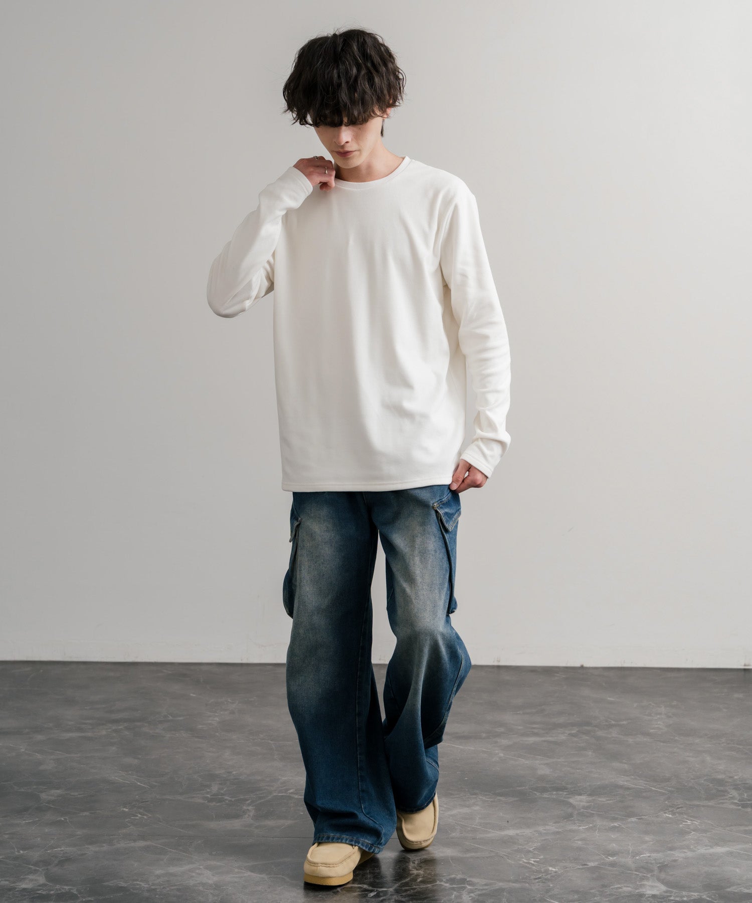 ストレッチフリースクルーネック長袖Tシャツ 14854