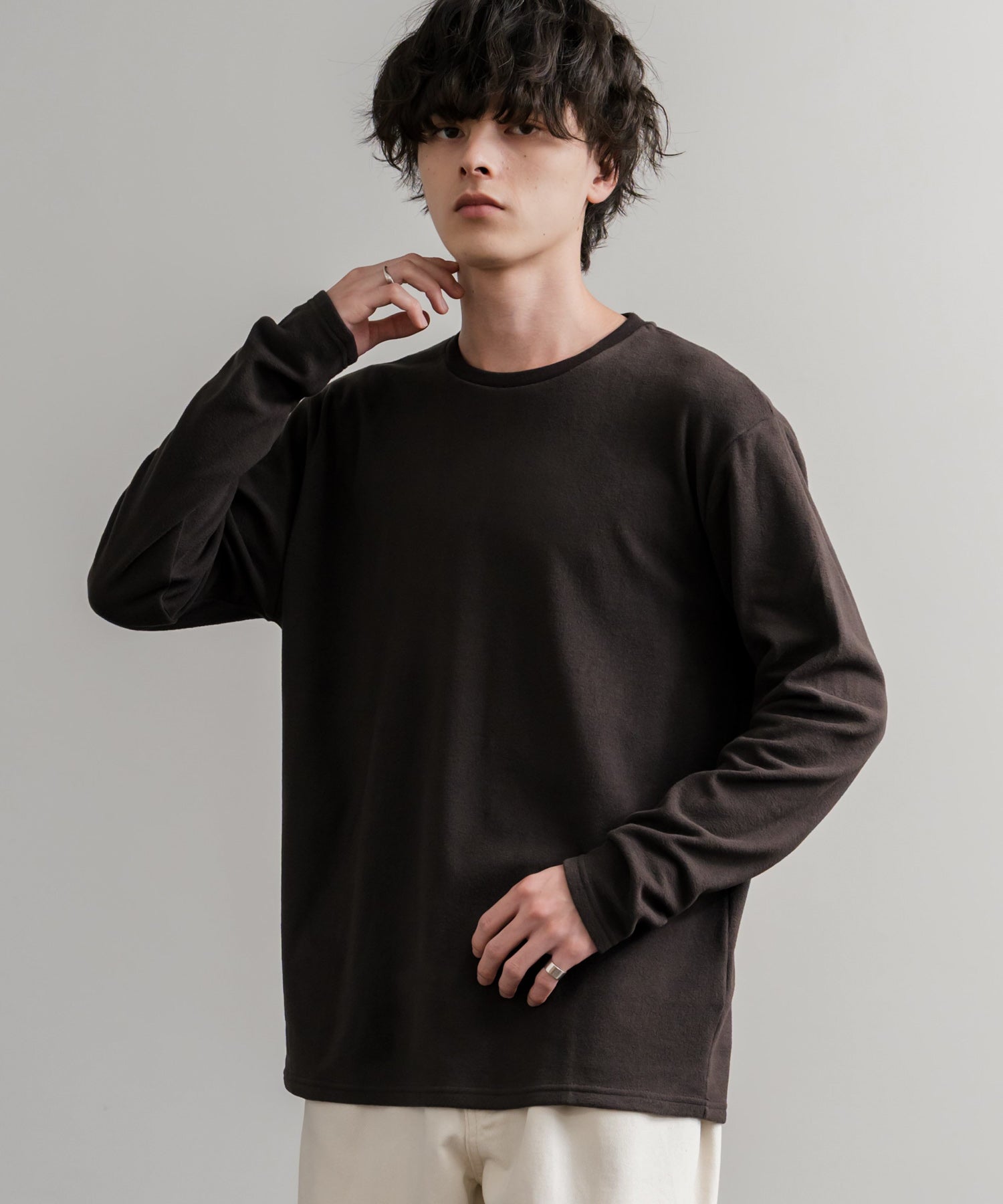 ストレッチフリースクルーネック長袖Tシャツ 14854
