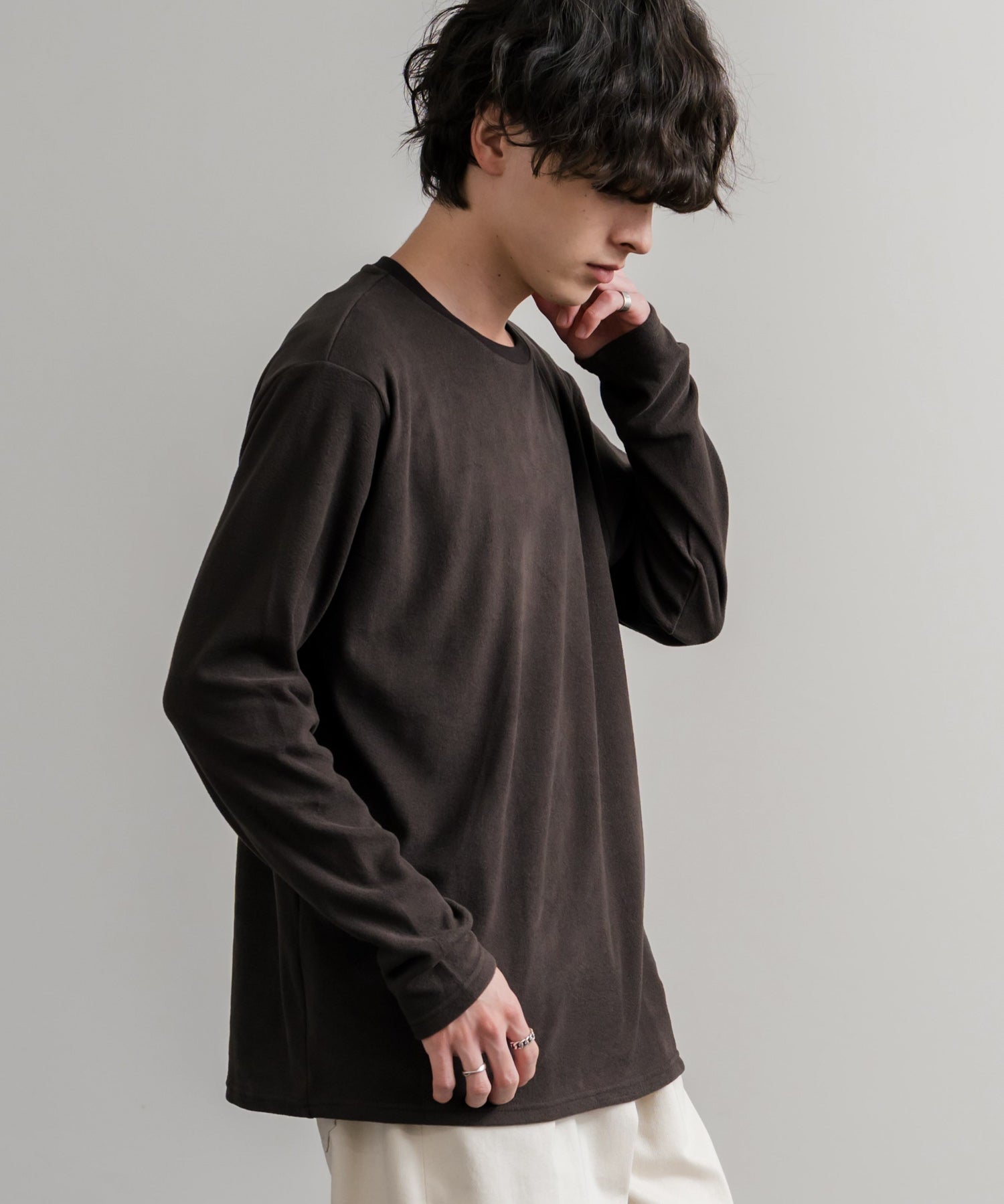 ストレッチフリースクルーネック長袖Tシャツ 14854
