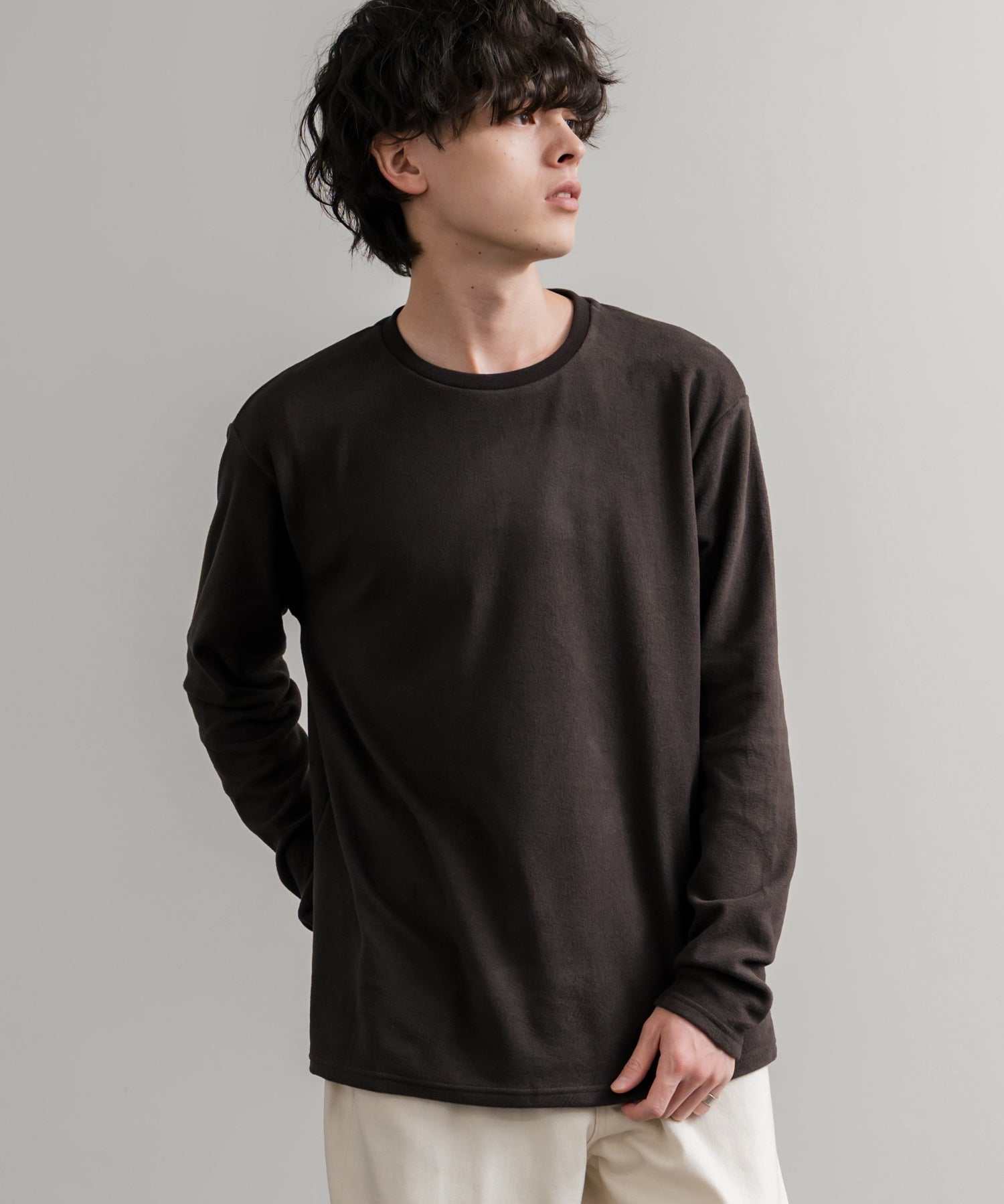 ストレッチフリースクルーネック長袖Tシャツ 14854