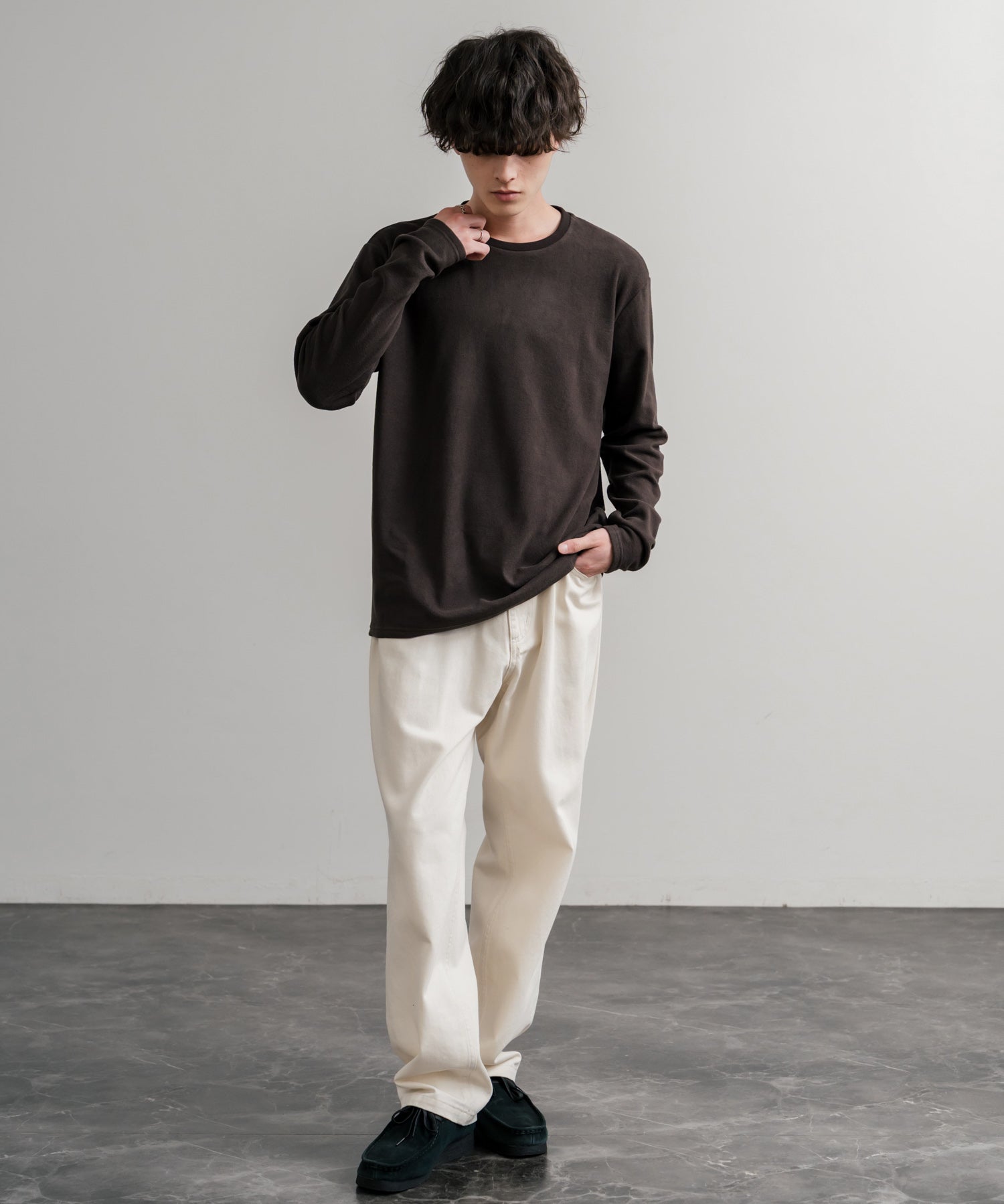 ストレッチフリースクルーネック長袖Tシャツ 14854