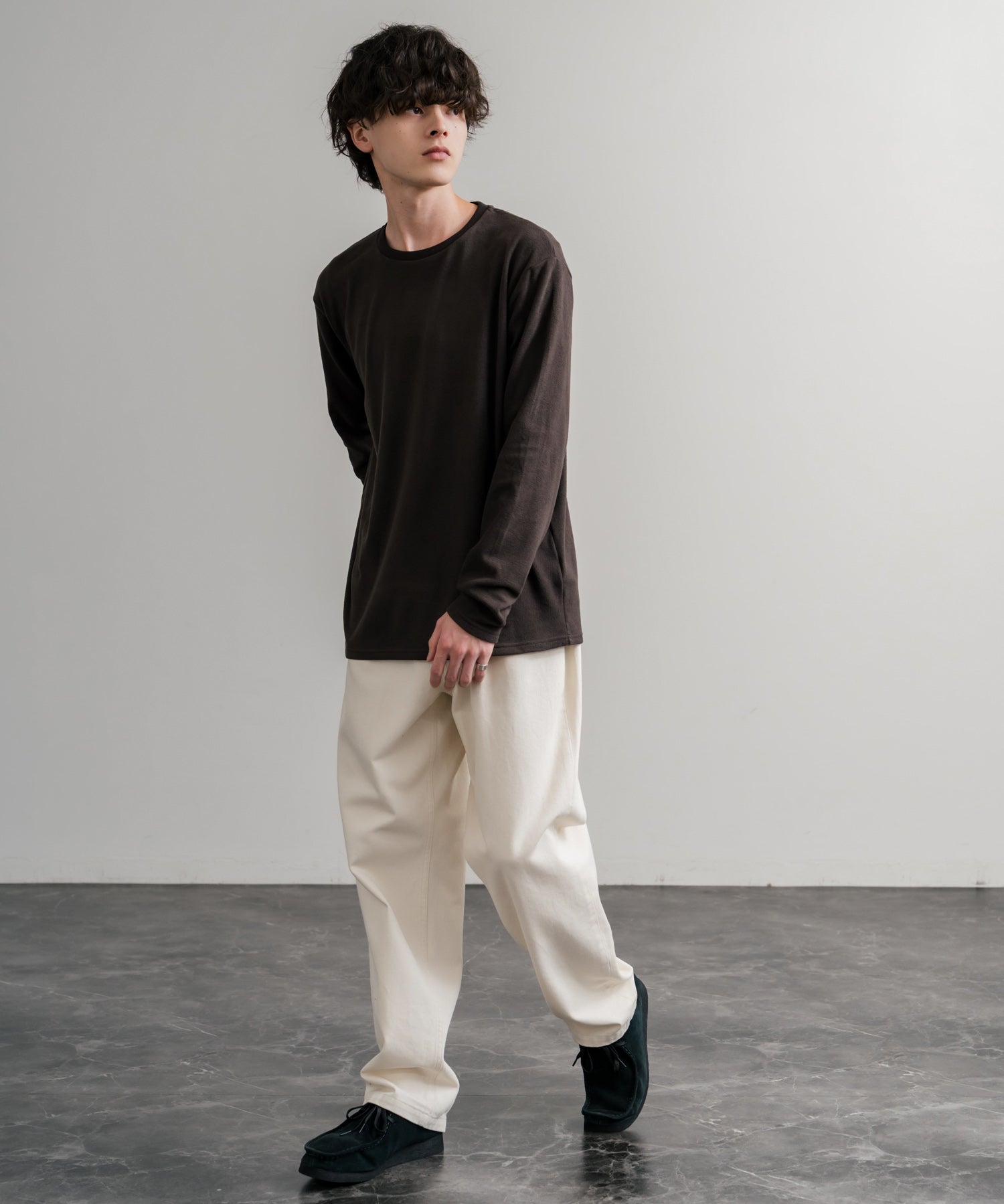 ストレッチフリースクルーネック長袖Tシャツ 14854