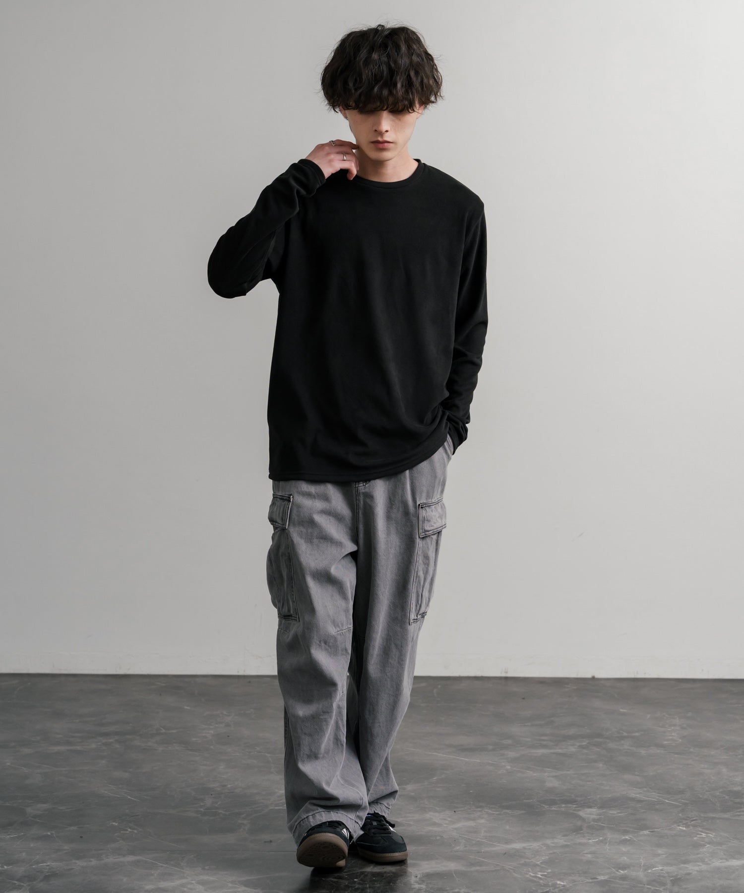 ストレッチフリースクルーネック長袖Tシャツ 14854
