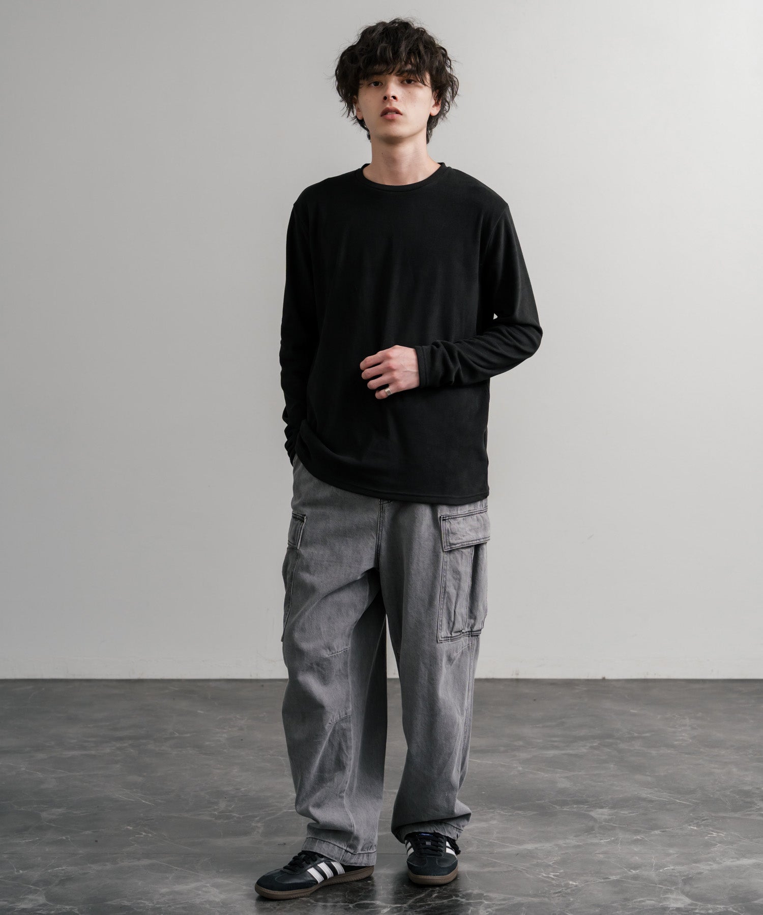 ストレッチフリースクルーネック長袖Tシャツ 14854