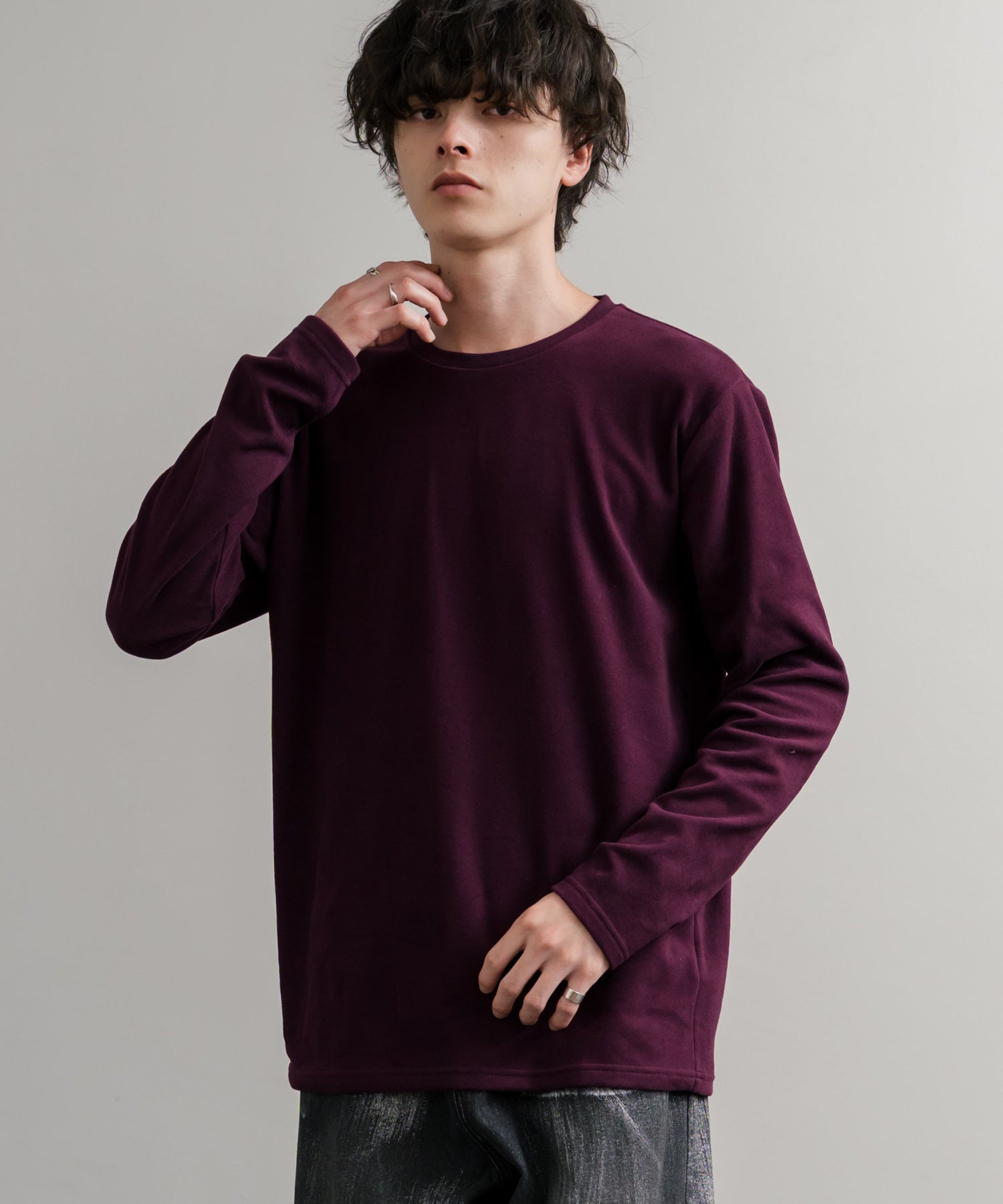 ストレッチフリースクルーネック長袖Tシャツ 14854