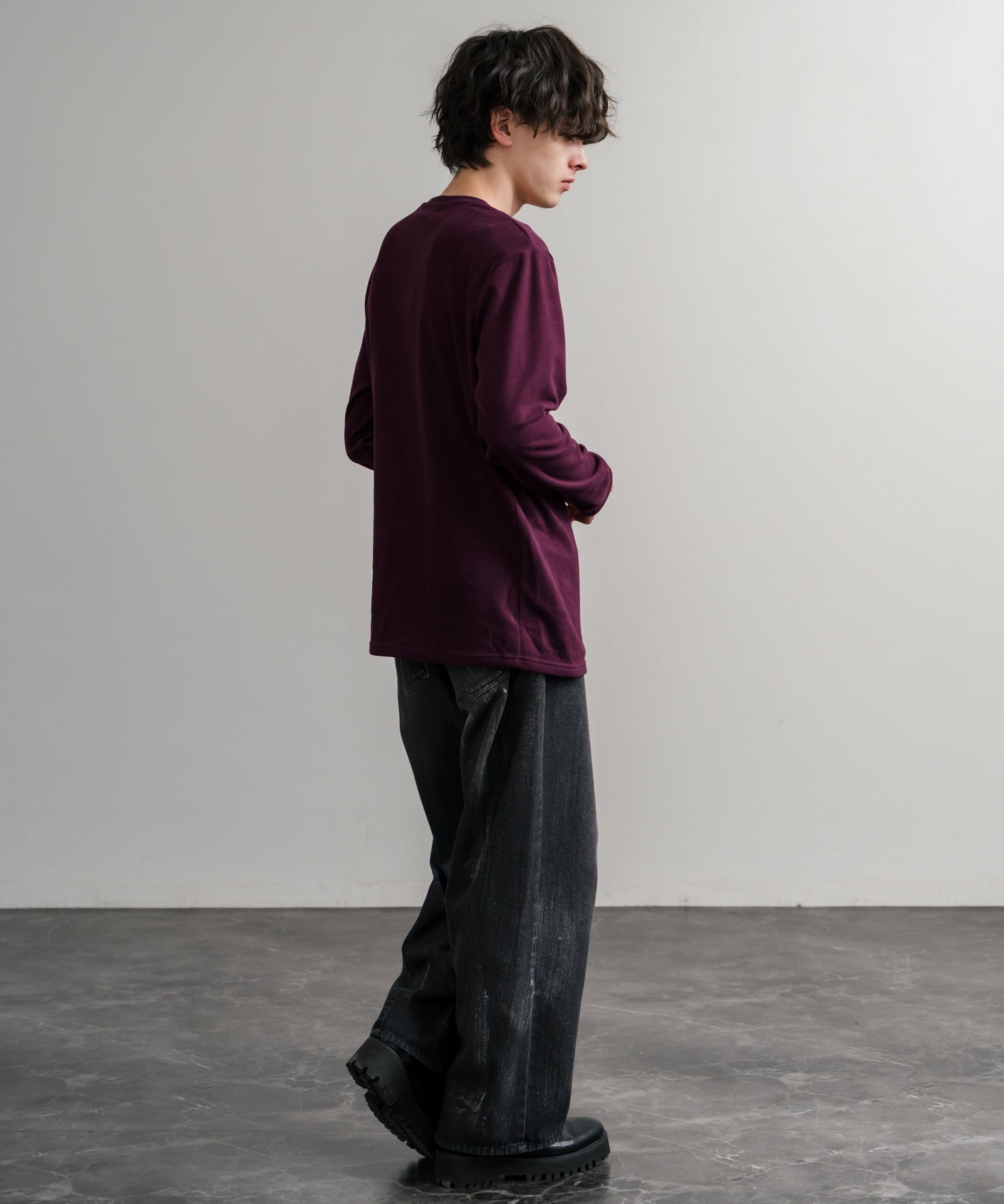 ストレッチフリースクルーネック長袖Tシャツ 14854