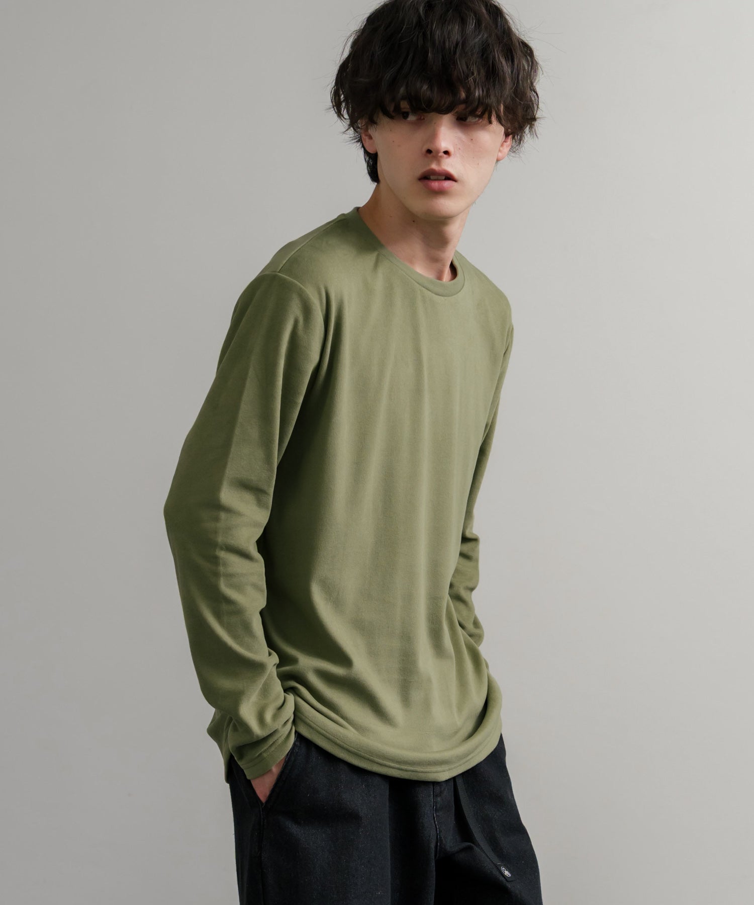 ストレッチフリースクルーネック長袖Tシャツ 14854