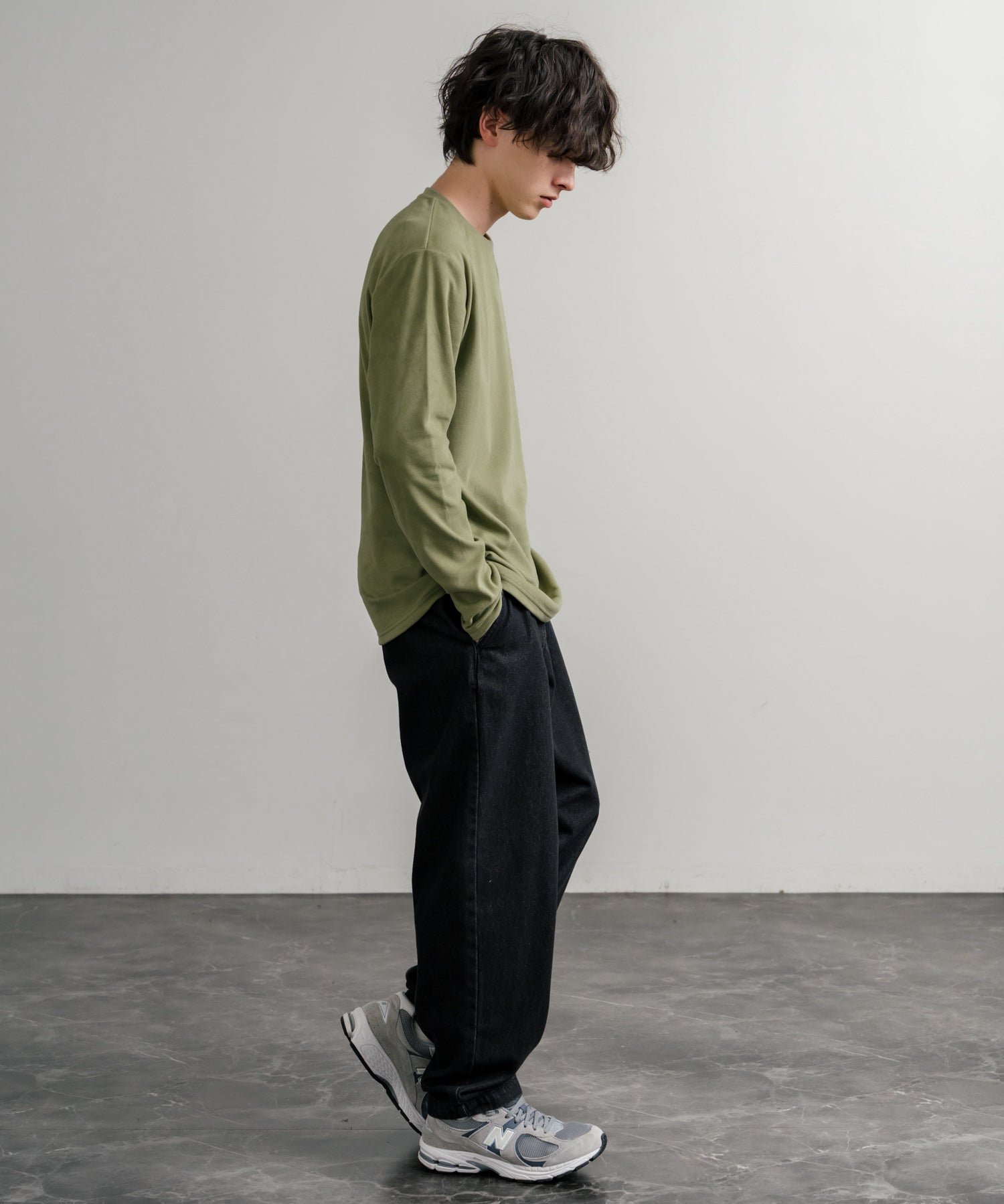 ストレッチフリースクルーネック長袖Tシャツ 14854