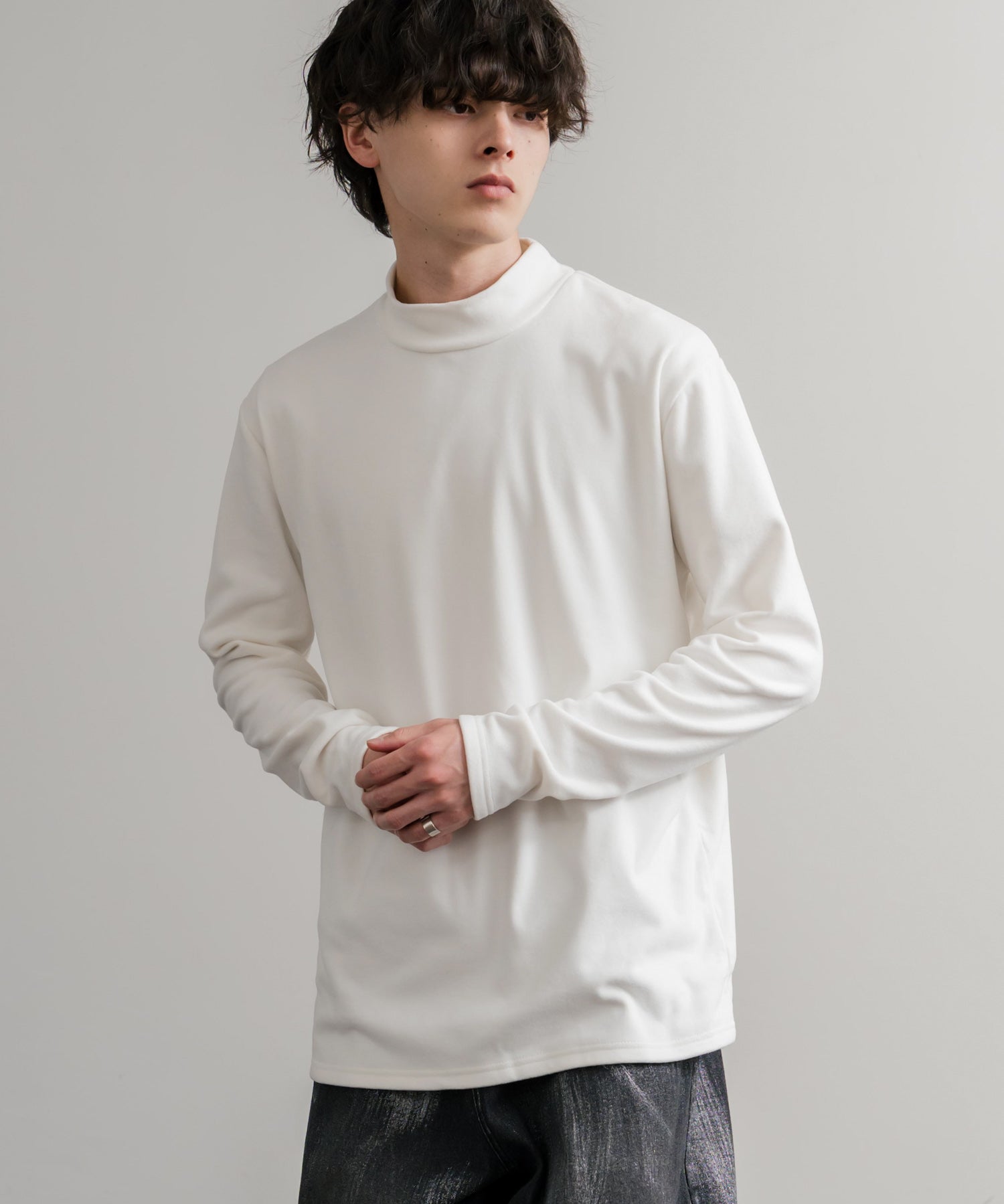 ストレッチフリースハイネック長袖Tシャツ 14855