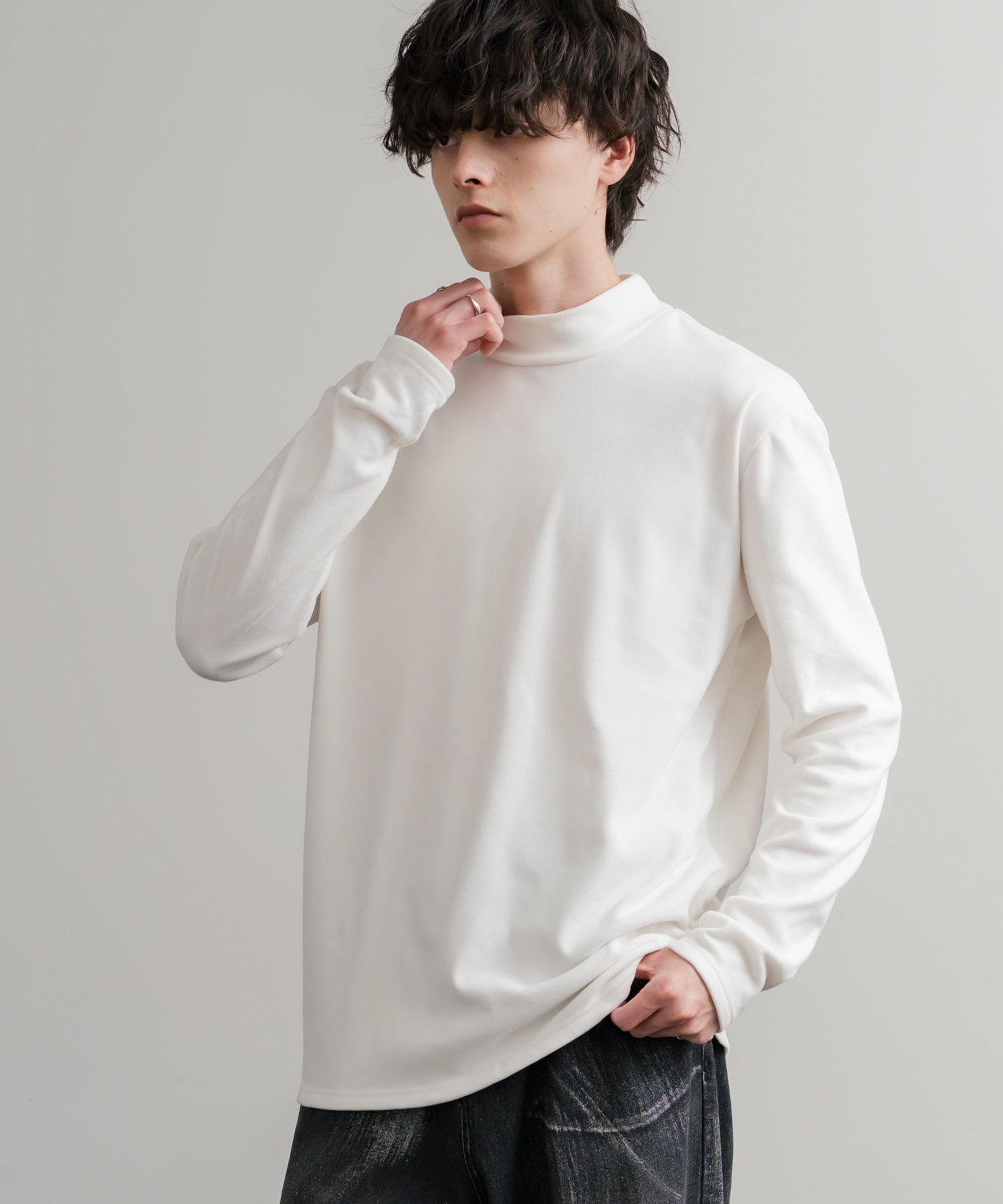 ストレッチフリースハイネック長袖Tシャツ 14855
