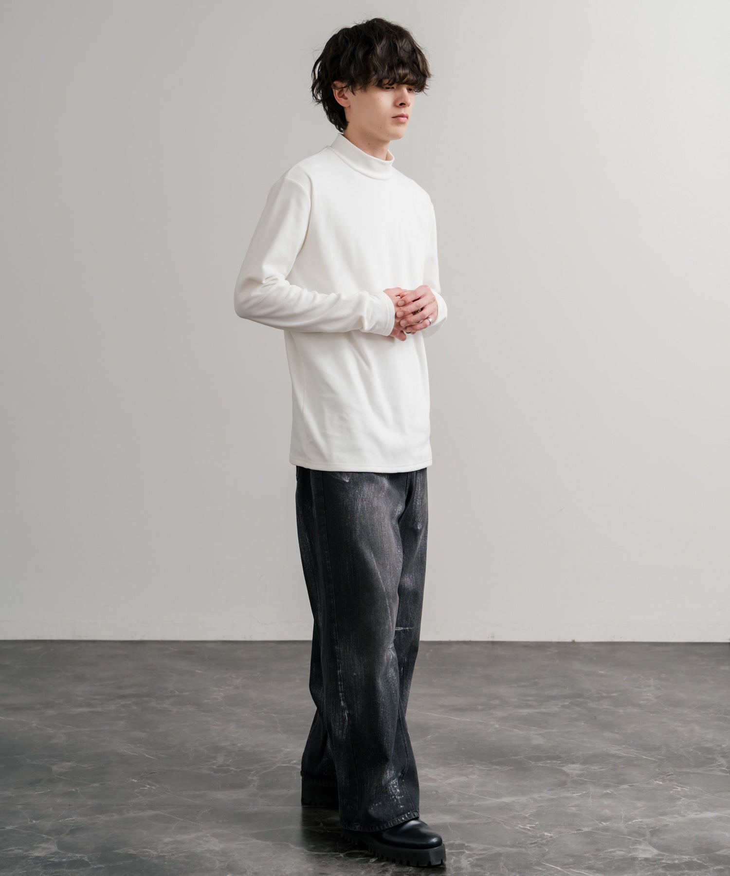 ストレッチフリースハイネック長袖Tシャツ 14855