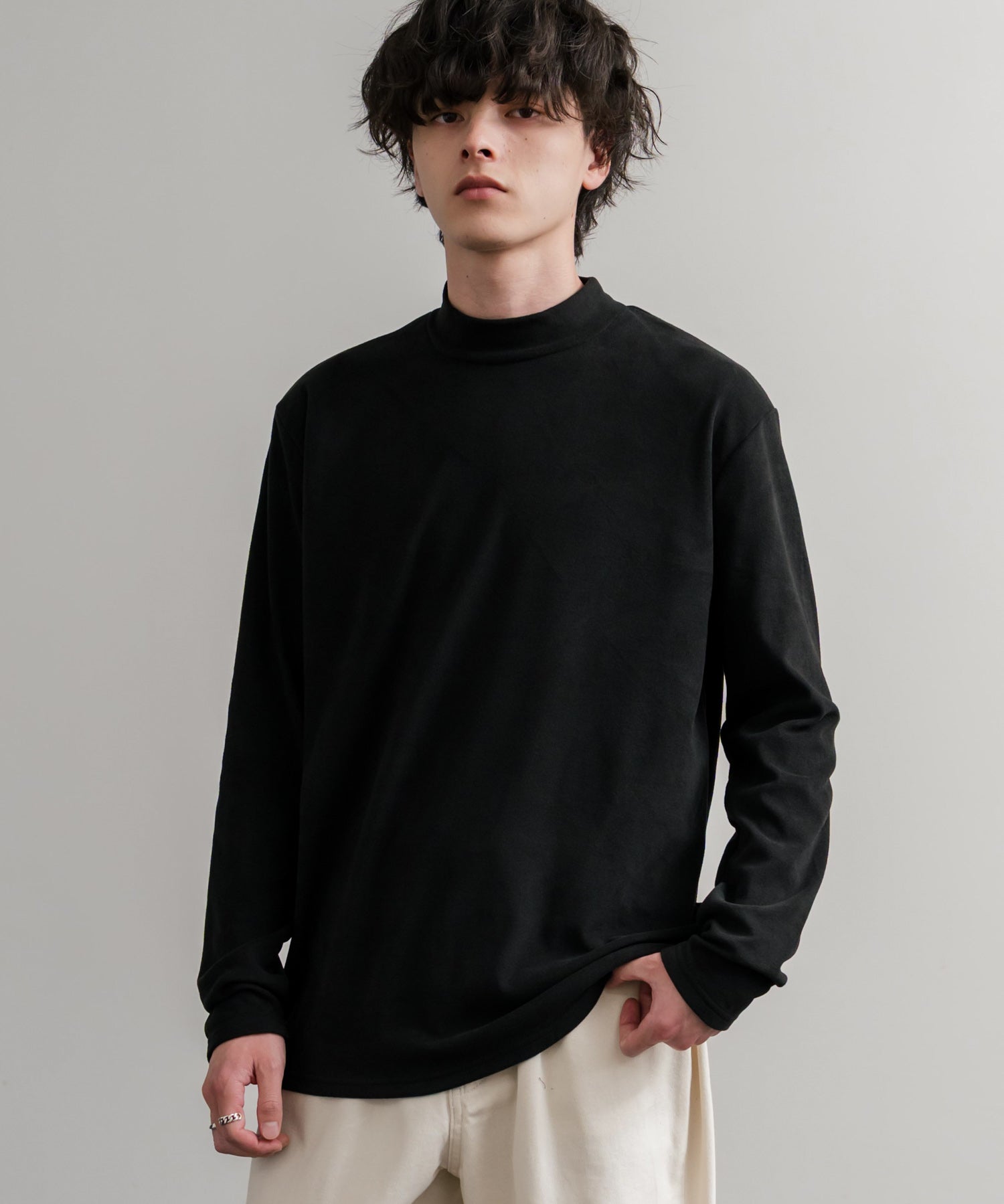 ストレッチフリースハイネック長袖Tシャツ 14855