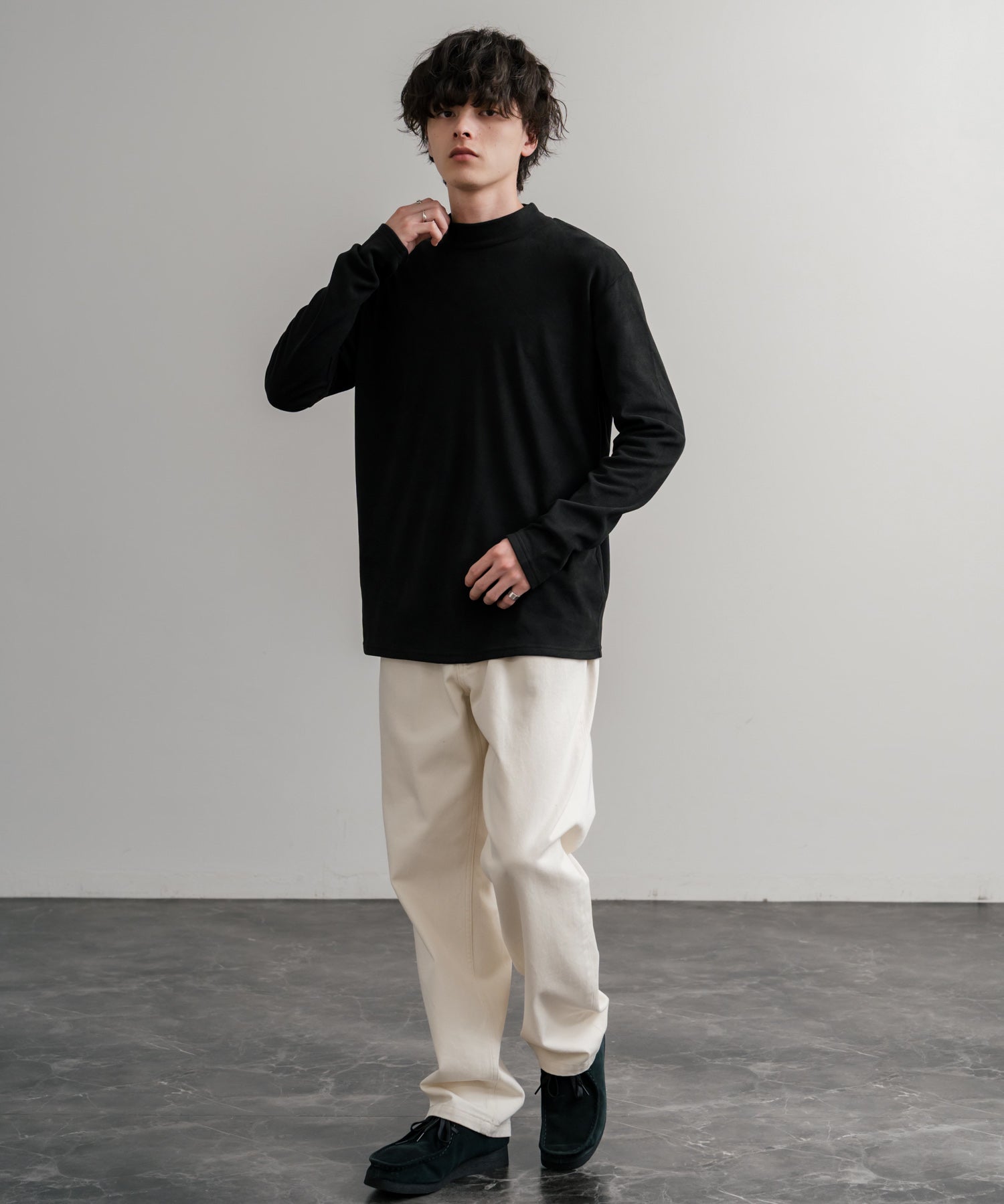 ストレッチフリースハイネック長袖Tシャツ 14855