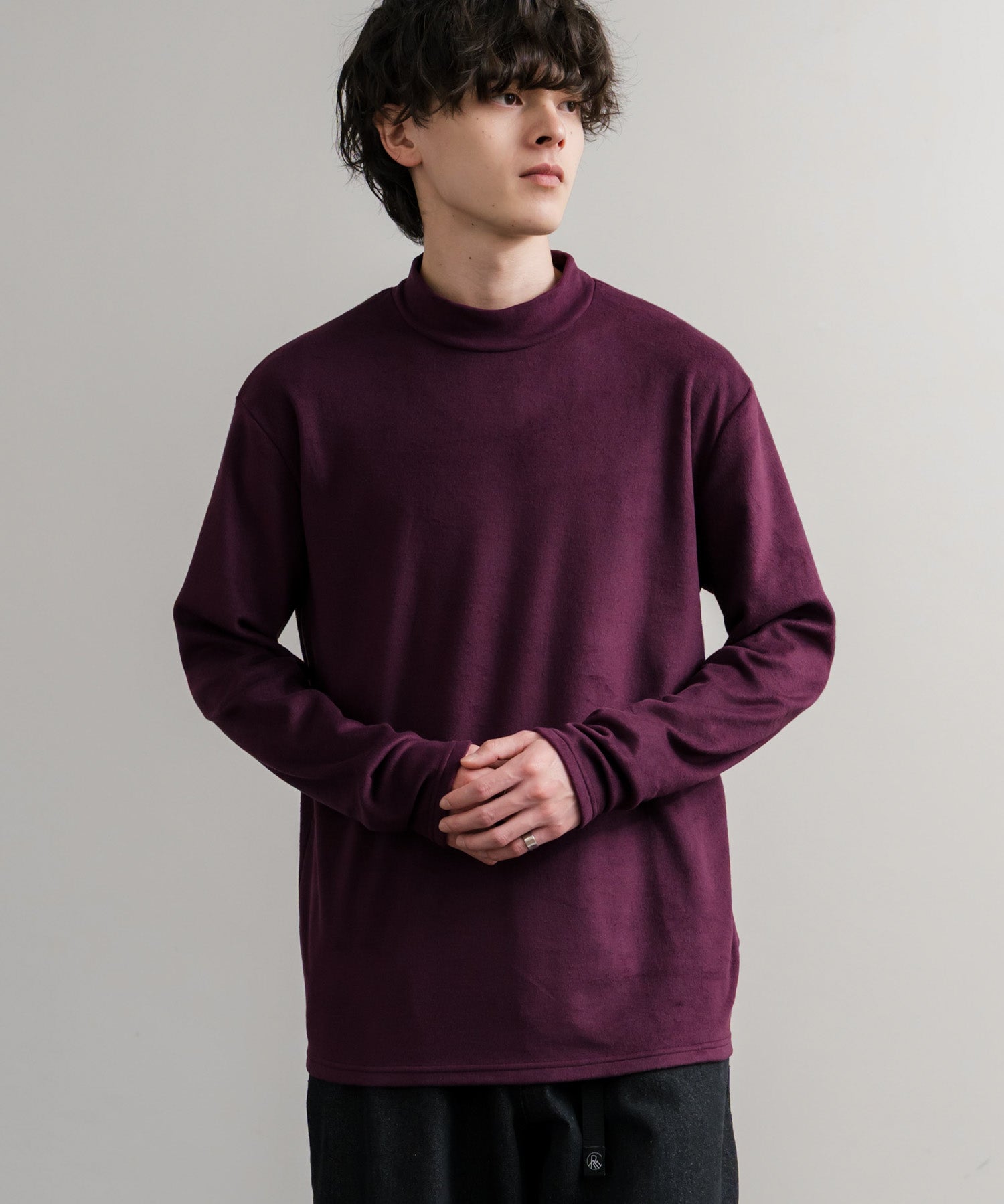 ストレッチフリースハイネック長袖Tシャツ 14855