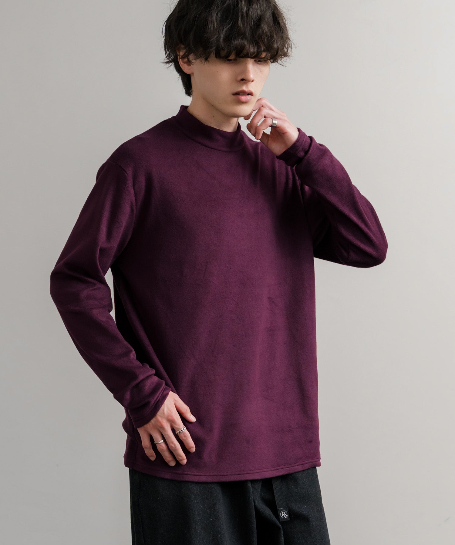 ストレッチフリースハイネック長袖Tシャツ 14855