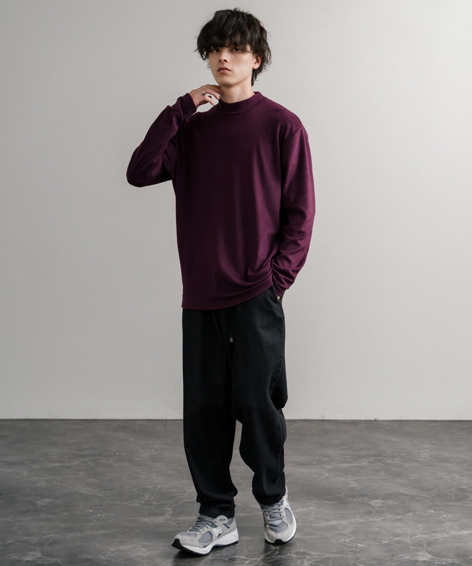 ストレッチフリースハイネック長袖Tシャツ 14855