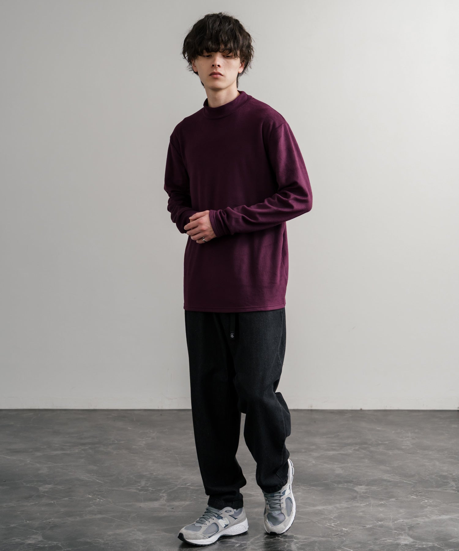 ストレッチフリースハイネック長袖Tシャツ 14855