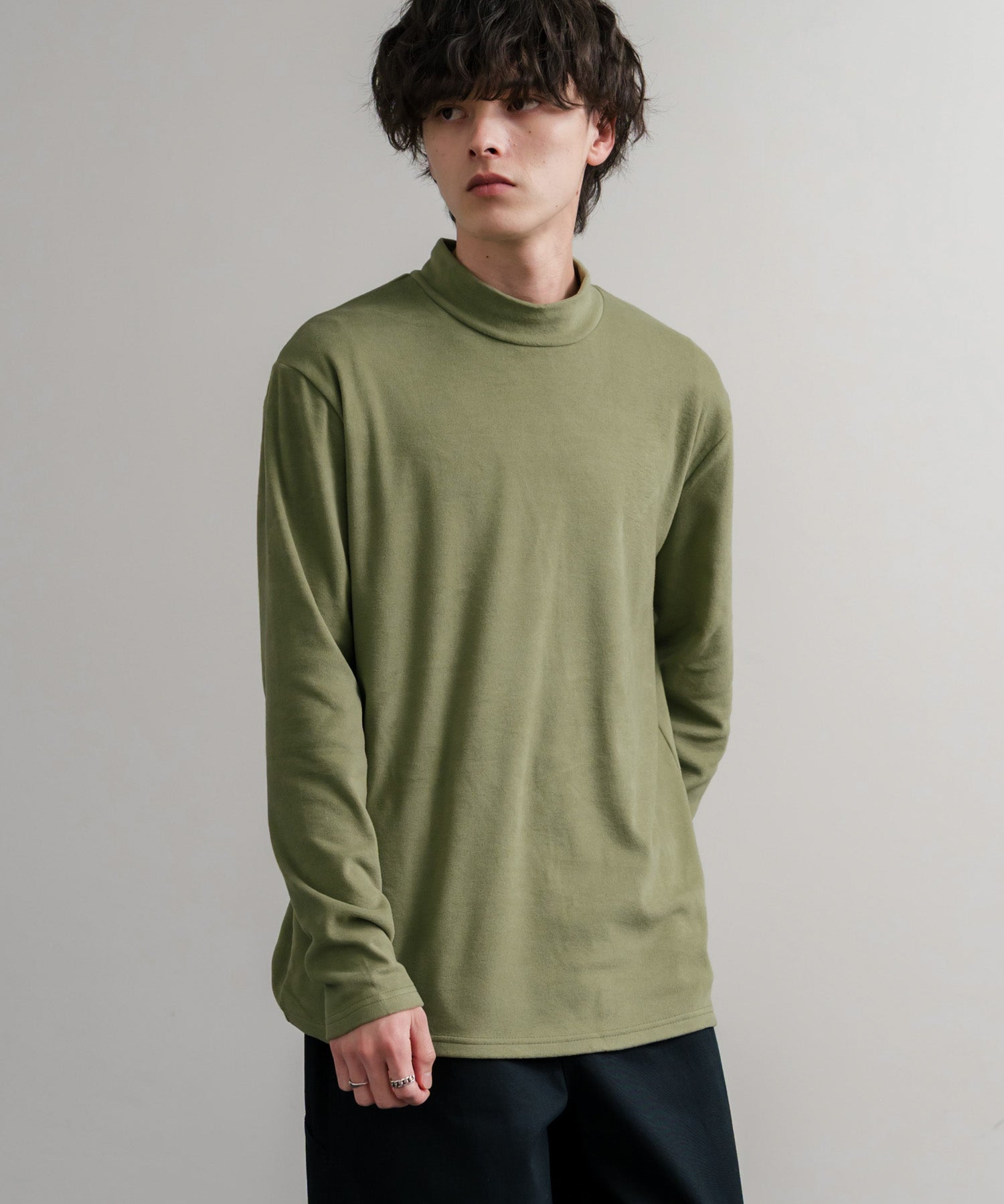 ストレッチフリースハイネック長袖Tシャツ 14855