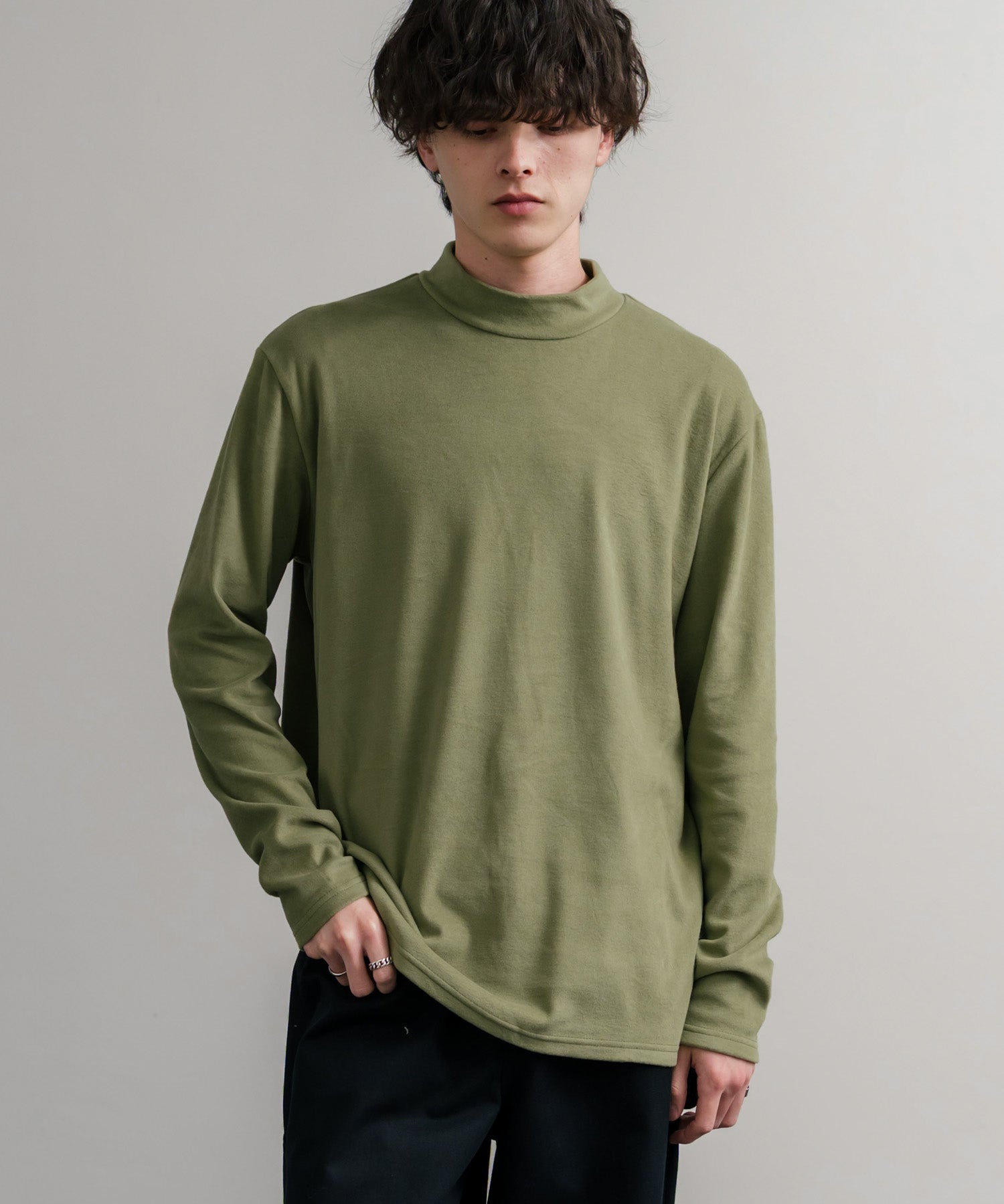 ストレッチフリースハイネック長袖Tシャツ 14855